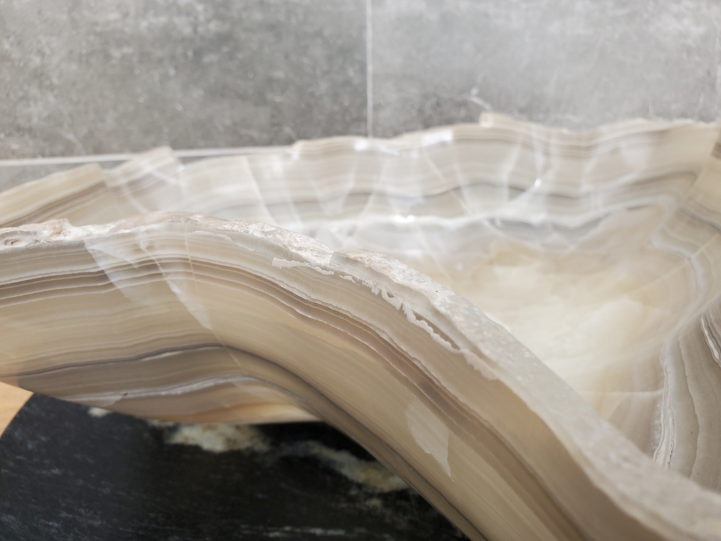 S32_09 Onyx Stone Vessel Bathroom Sink - 19.5 x 16 inch