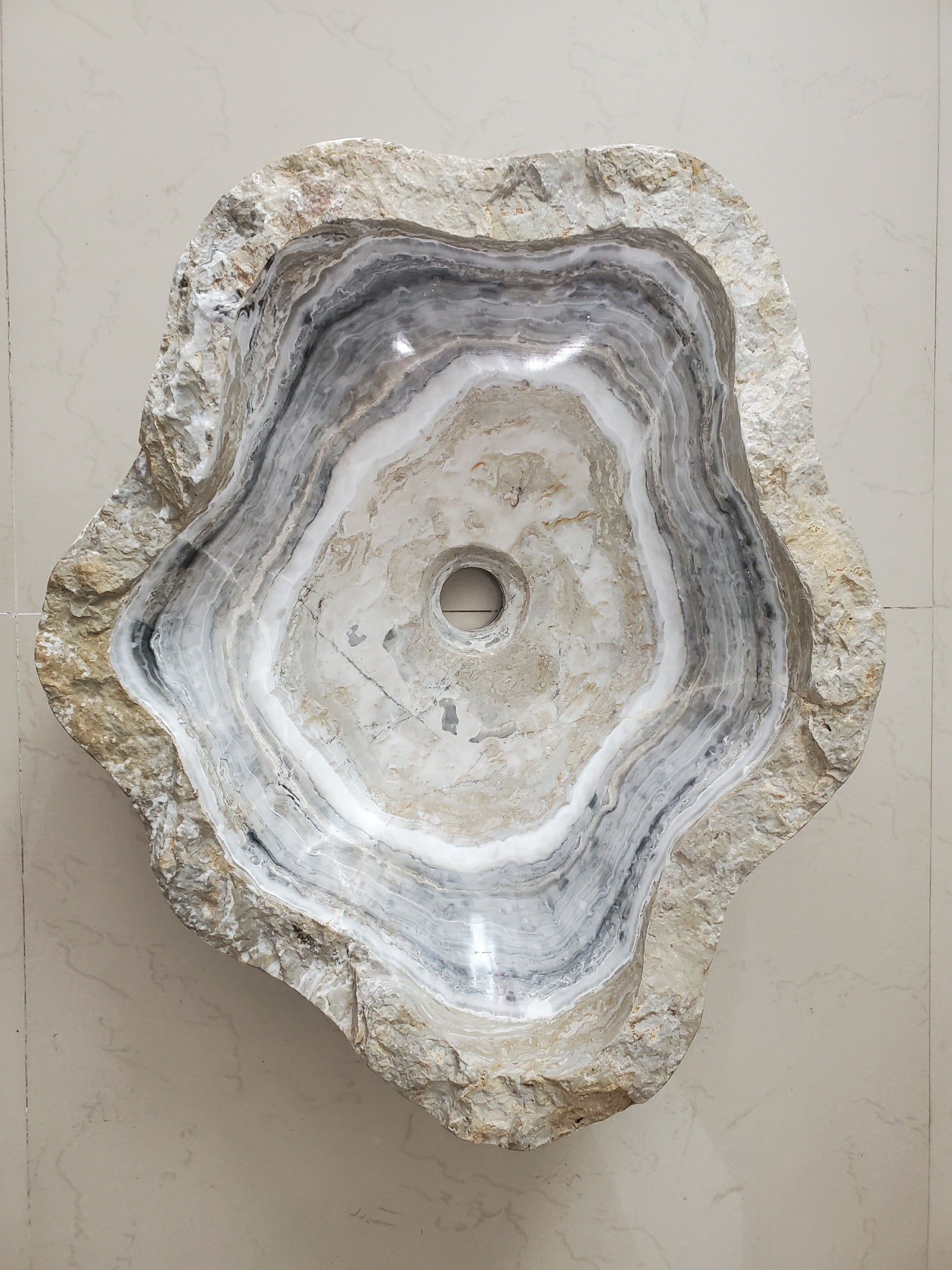 S23_10 Onyx Stone Vessel Bathroom Sink - 20 x 17 inch