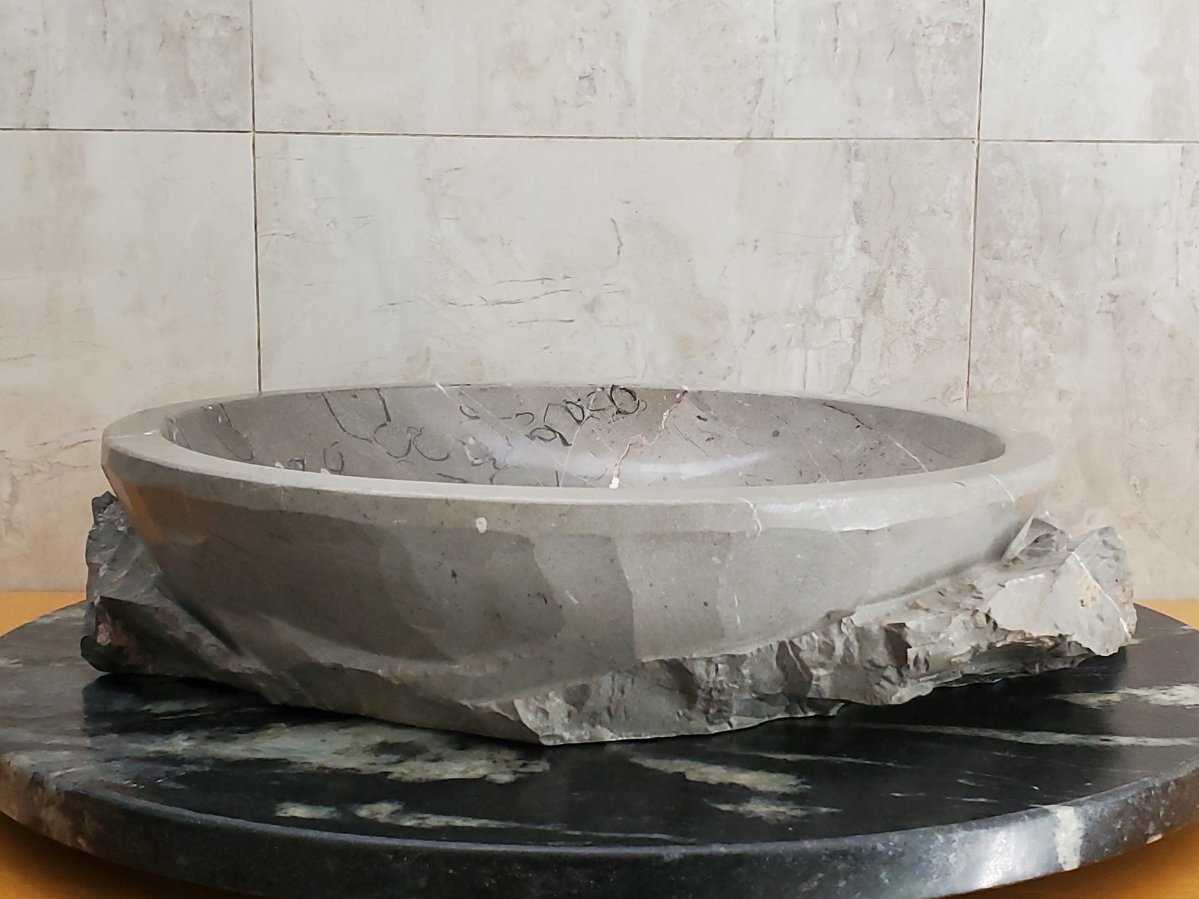 S23_27 Bardigio Marble Stone Vessel Sink - 15 x 15 inch
