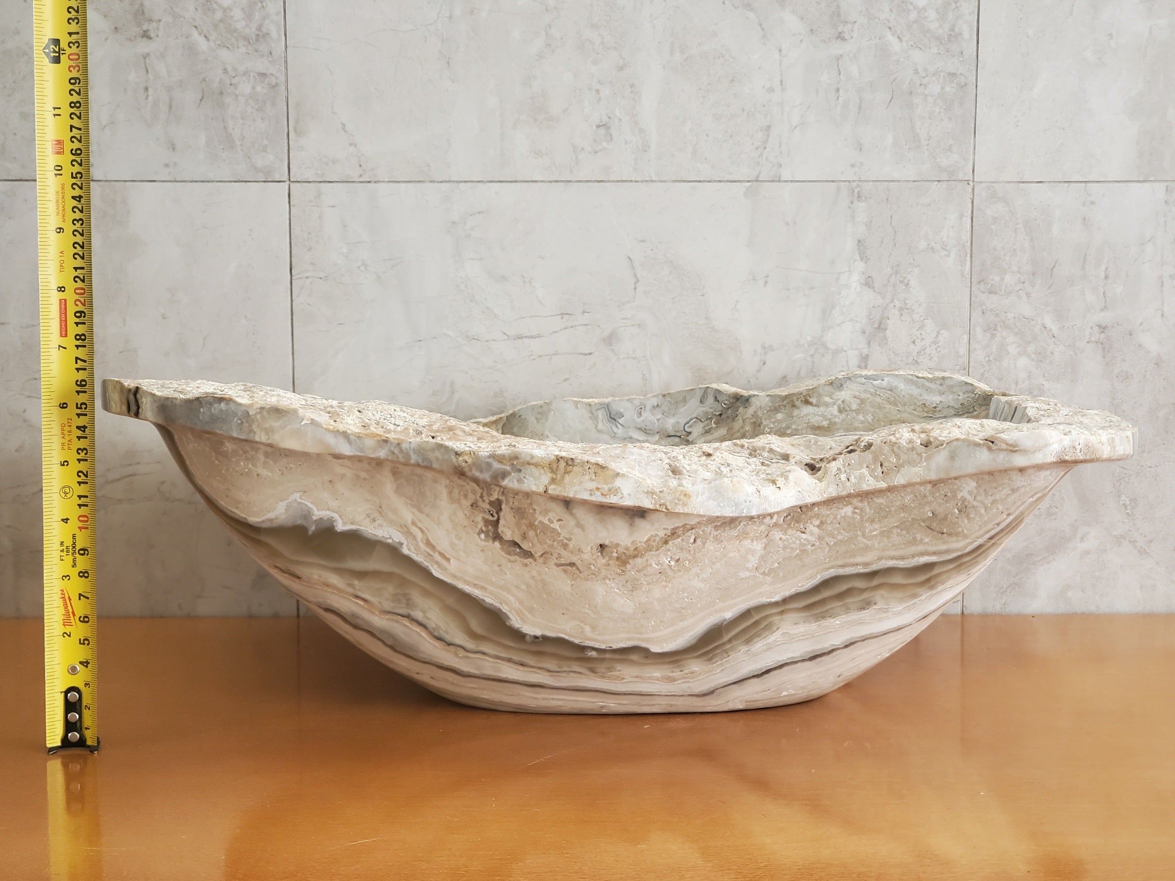 S23_18 Onyx Stone Vessel Bathroom Sink
