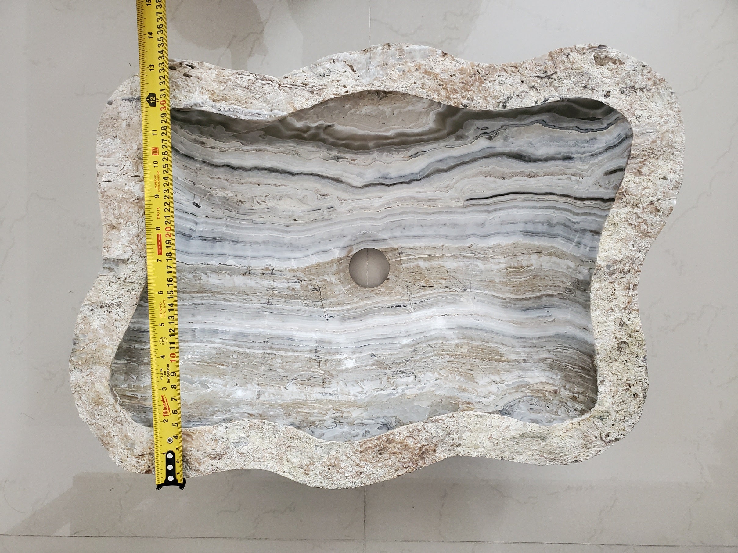 S23_18 Onyx Stone Vessel Bathroom Sink