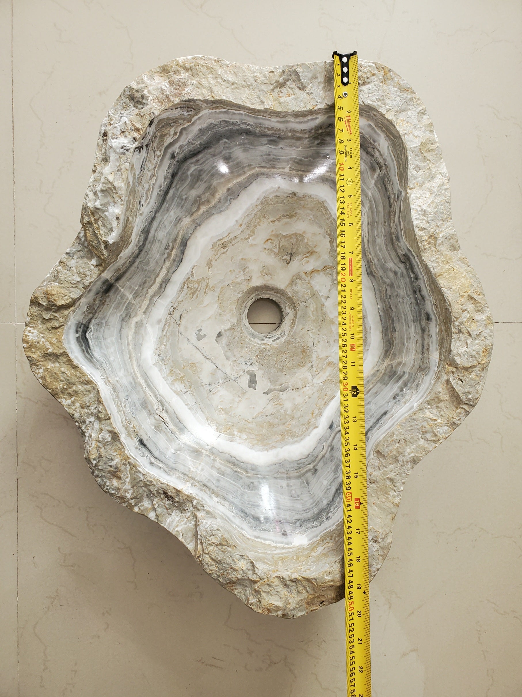 S23_10 Onyx Stone Vessel Bathroom Sink - 20 x 17 inch