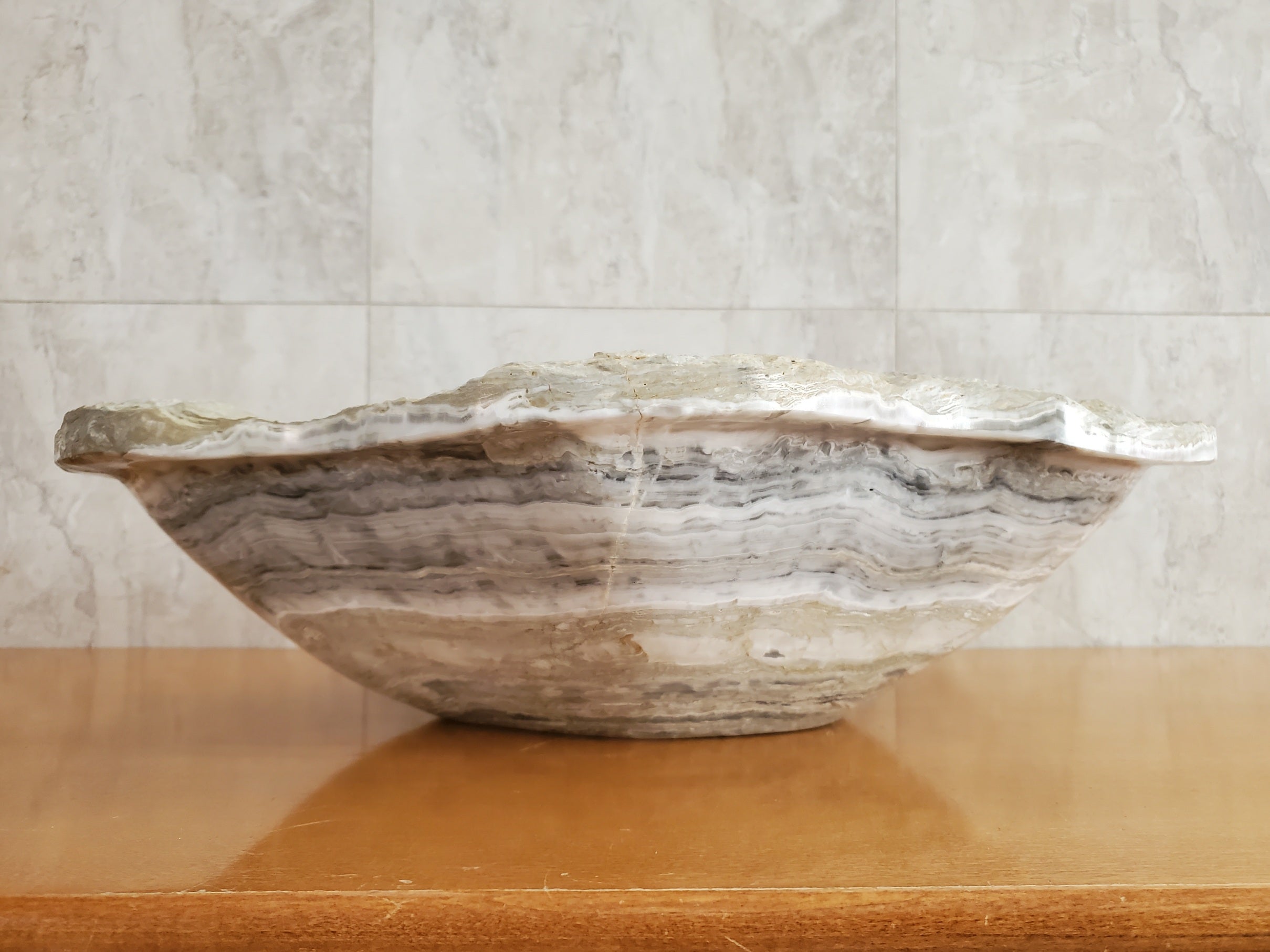 S23_10 Onyx Stone Vessel Bathroom Sink - 20 x 17 inch