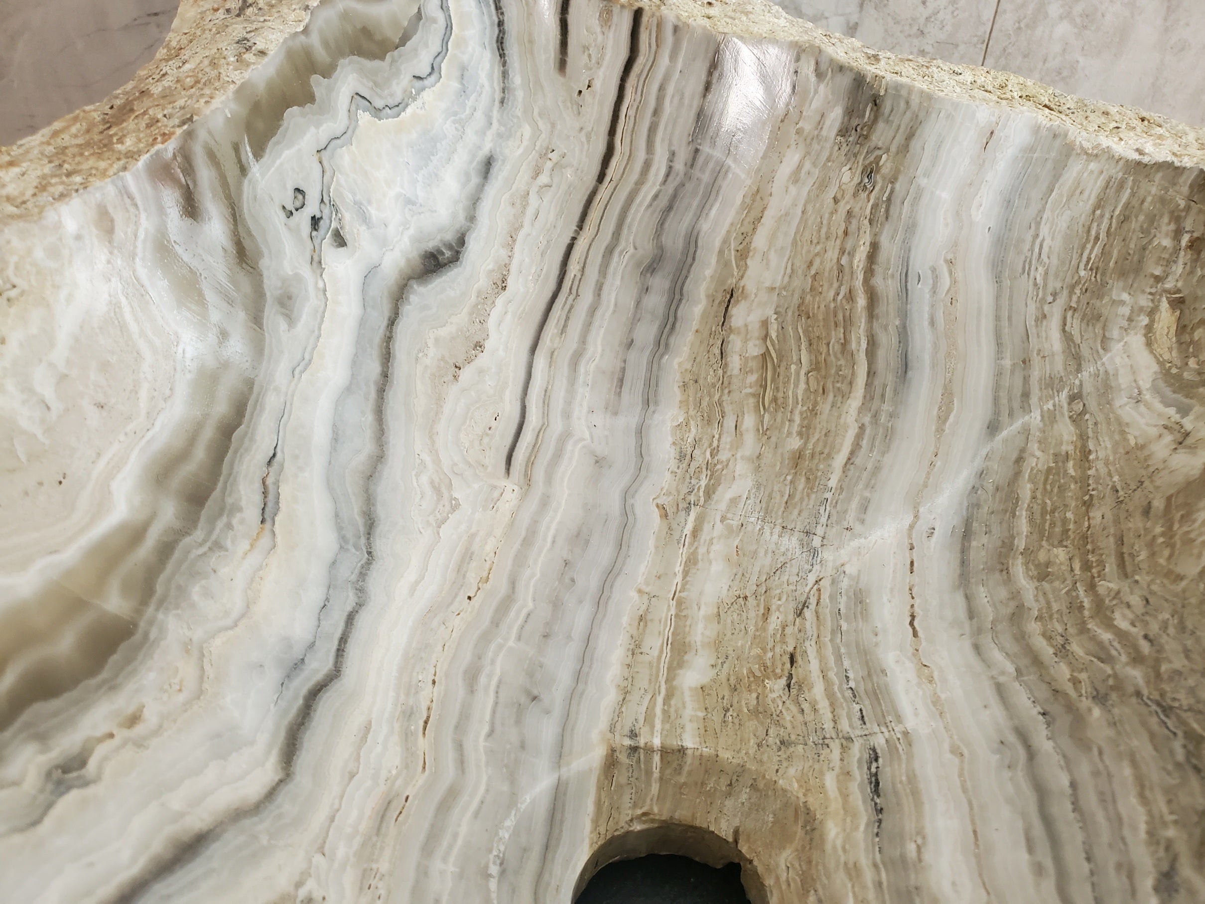 S23_18 Onyx Stone Vessel Bathroom Sink