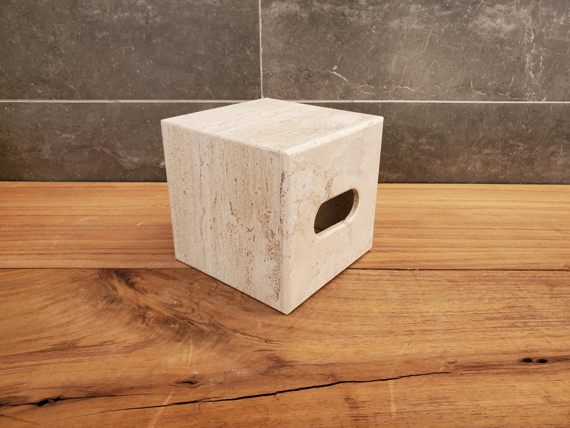 TCSQ_59 Travertine Stone Tissue Box Cover - Cube
