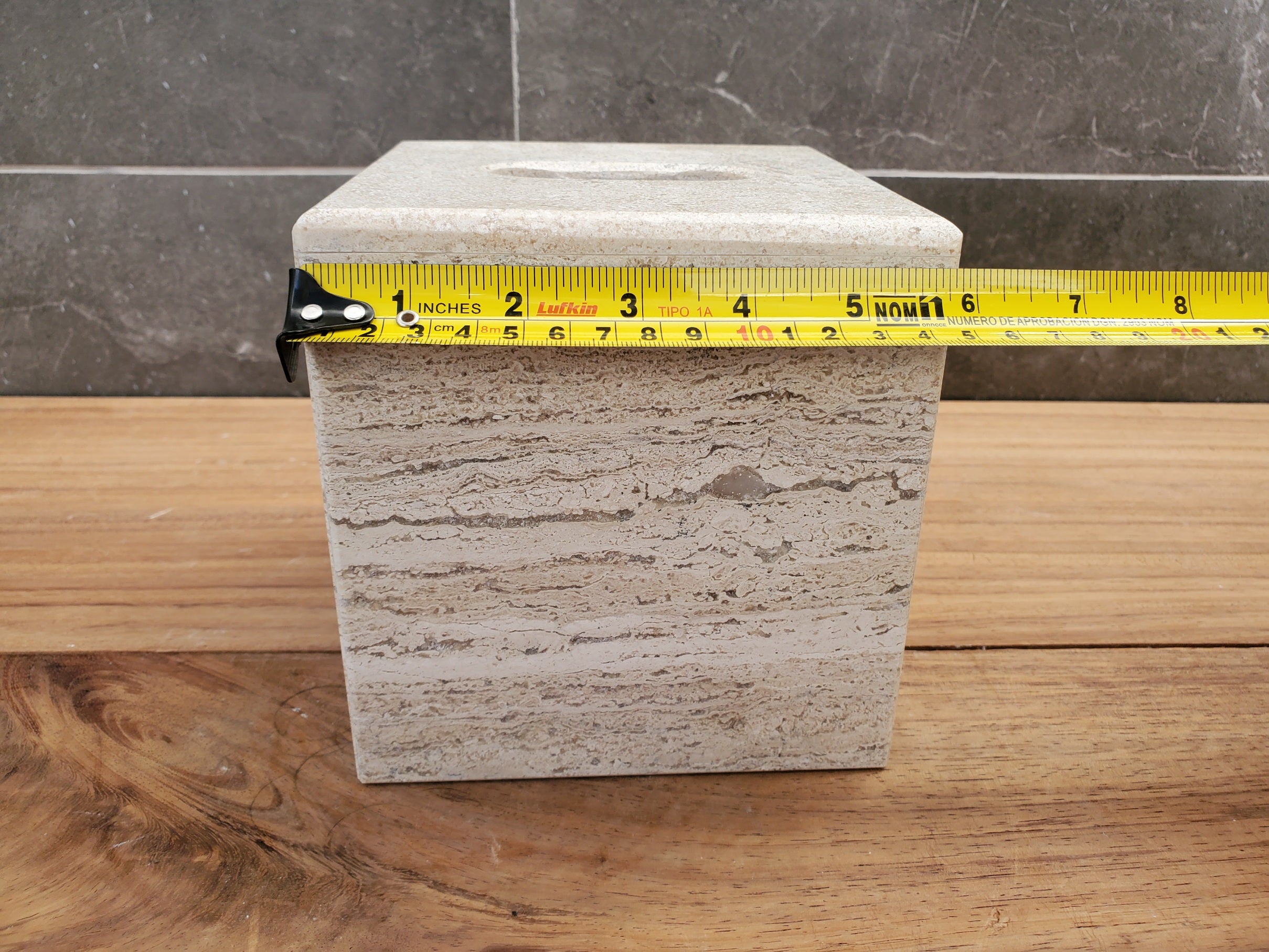 TCSQ_59 Travertine Stone Tissue Box Cover - Cube