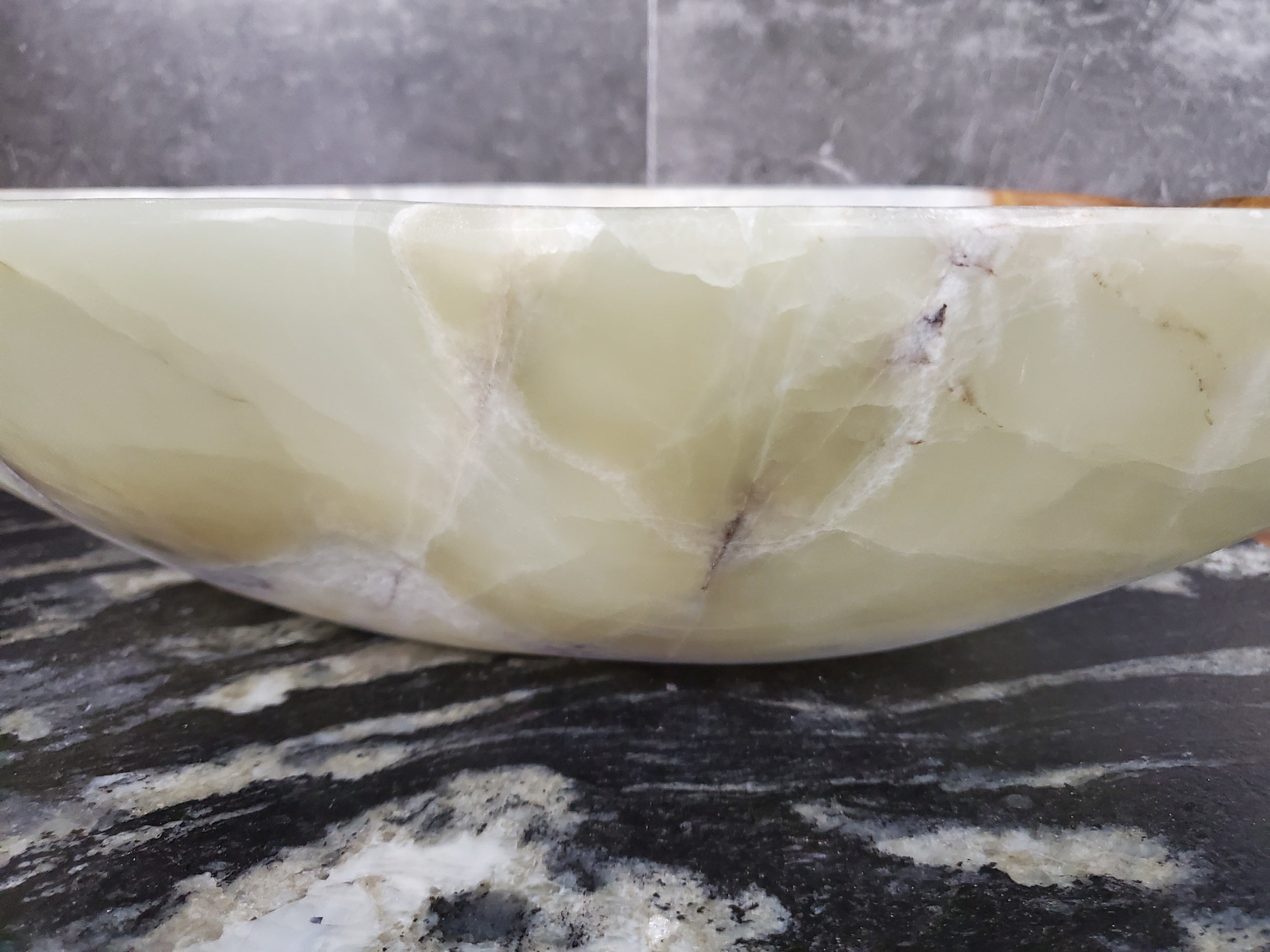 Green Onyx Marble Vessel Sink – Natural Stone Countertop Sink, Polished Vanity Basin, Luxury Spa Bathroom Decor 19x13 Inch S40_09 Bathroom Sinks Featured Onyx Sinks Sinks