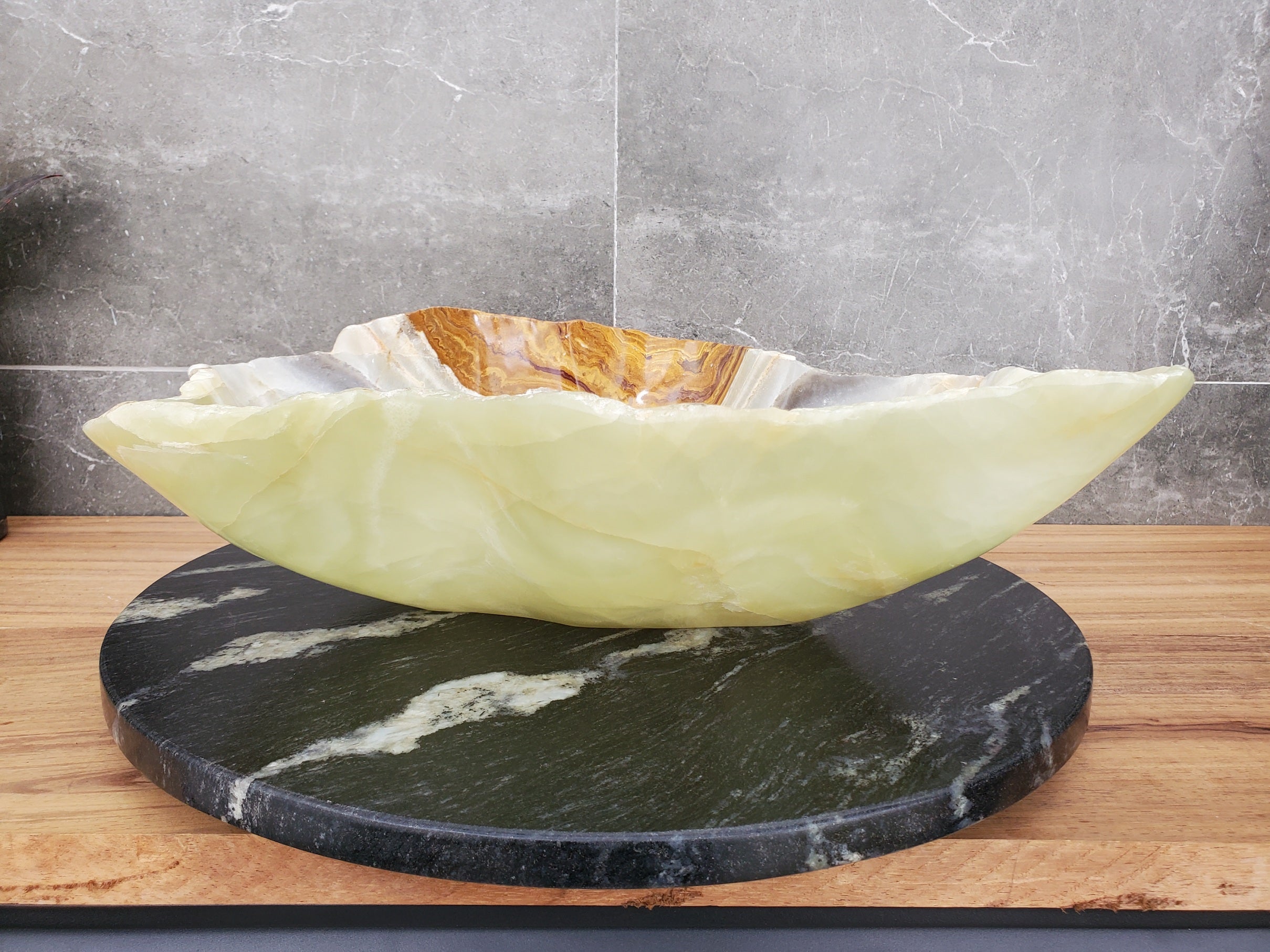 S32_07 Onyx Stone Vessel Bathroom Sink - 18 x 15 inch
