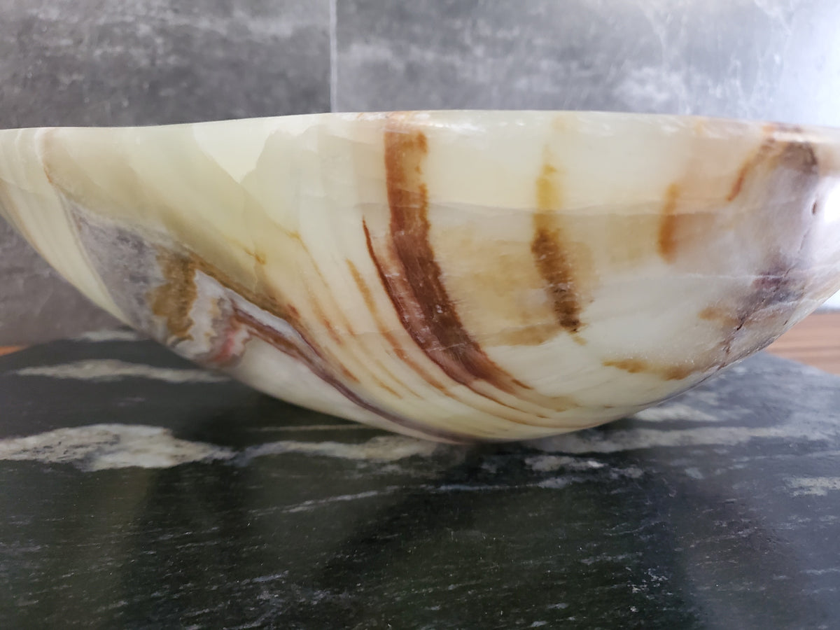 Green Onyx Vessel Sink, 16x14.5 Inch Natural Stone Countertop Basin, Polished Luxury Vanity Sink, Spa Bathroom Decor S40_17