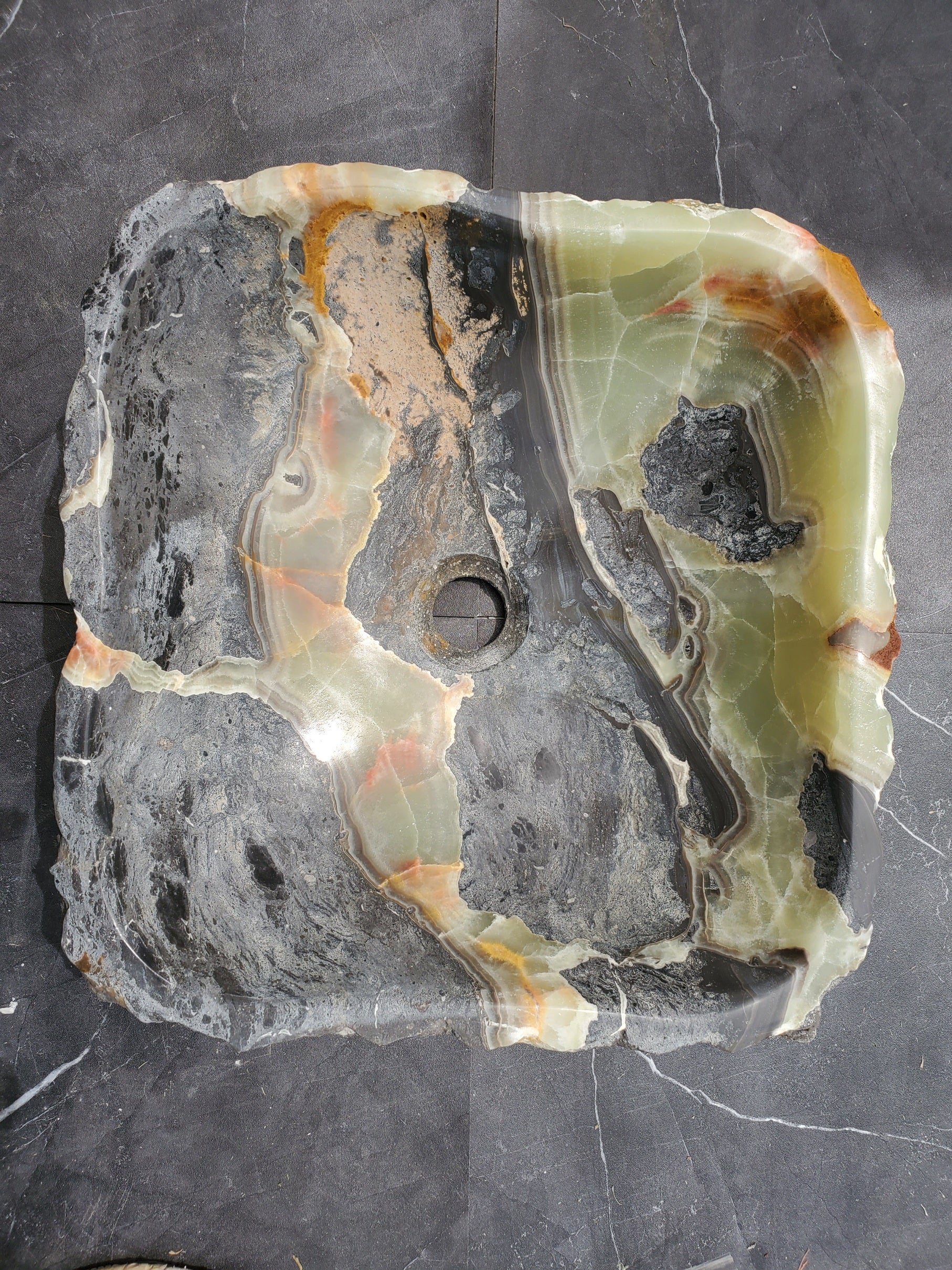 S30_36 Onyx Stone Vessel Bathroom Sink - 15.5 x 14.5