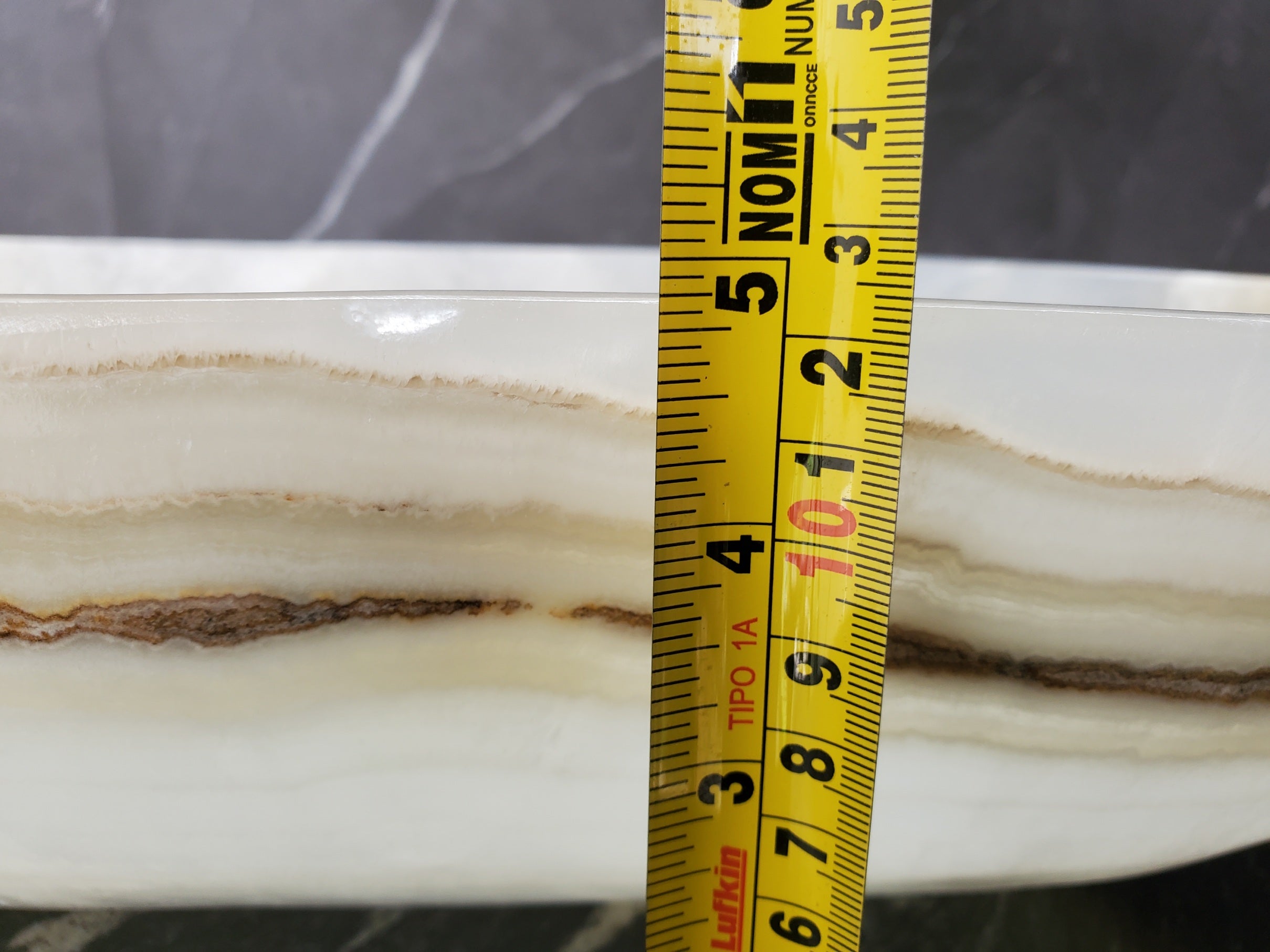 S34_25 Light Onyx Stone Vessel Sink - 19 x 12 inch