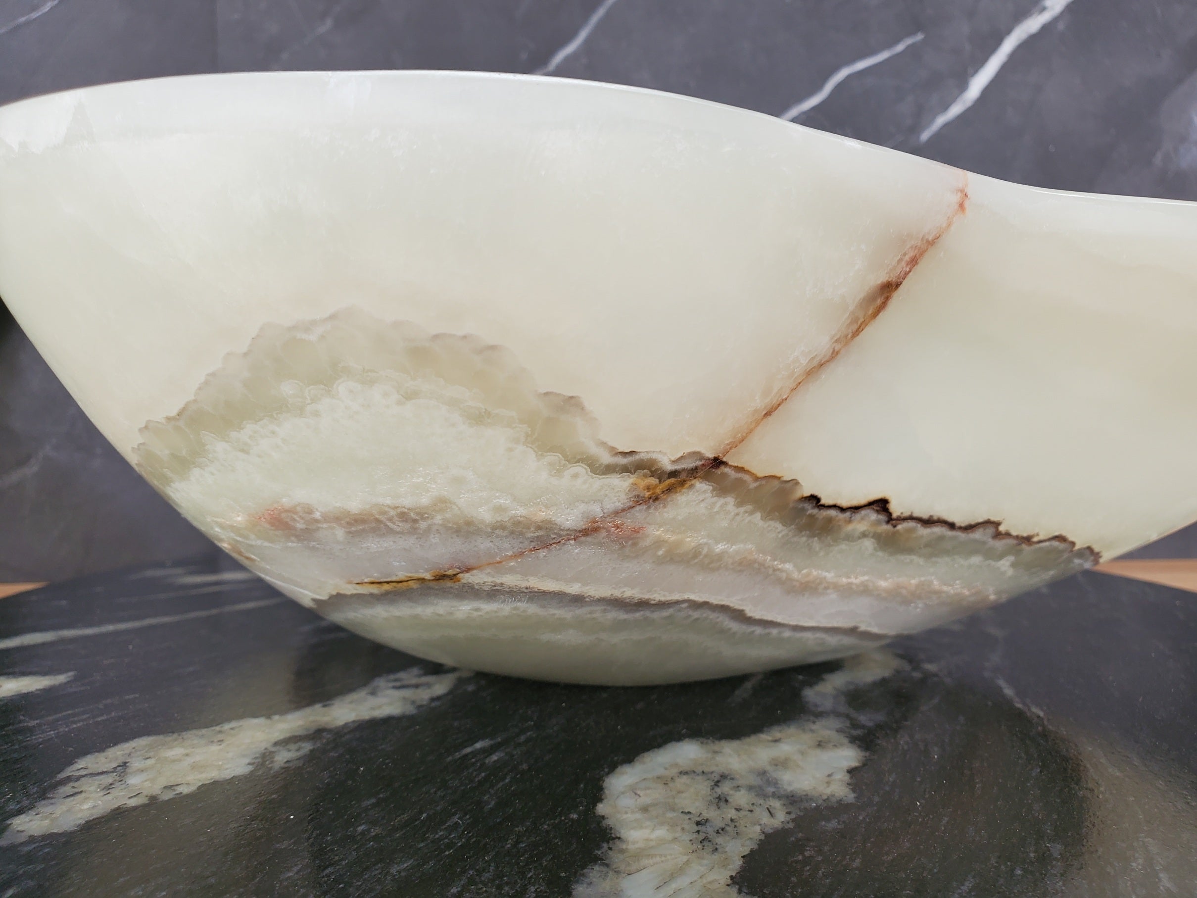S34_23 Light Onyx Stone Vessel Sink - 19 x 17 inch