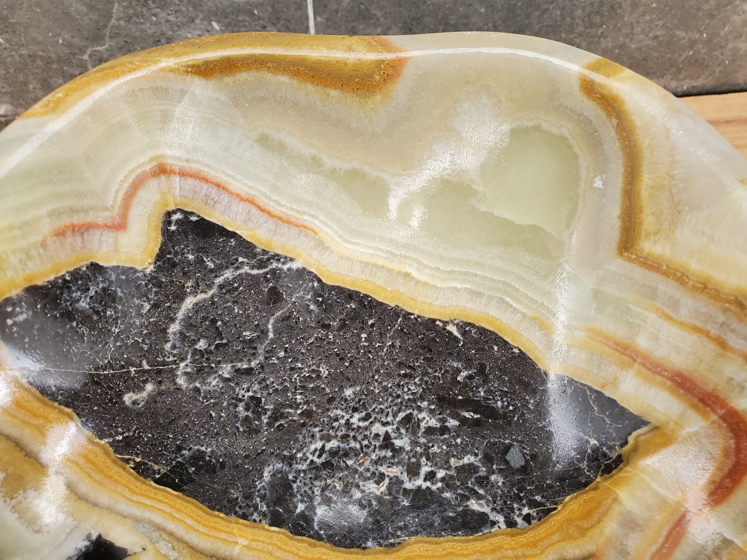 S31_29 Onyx Stone Vessel Bathroom Sink - 13 x 11.5 inch