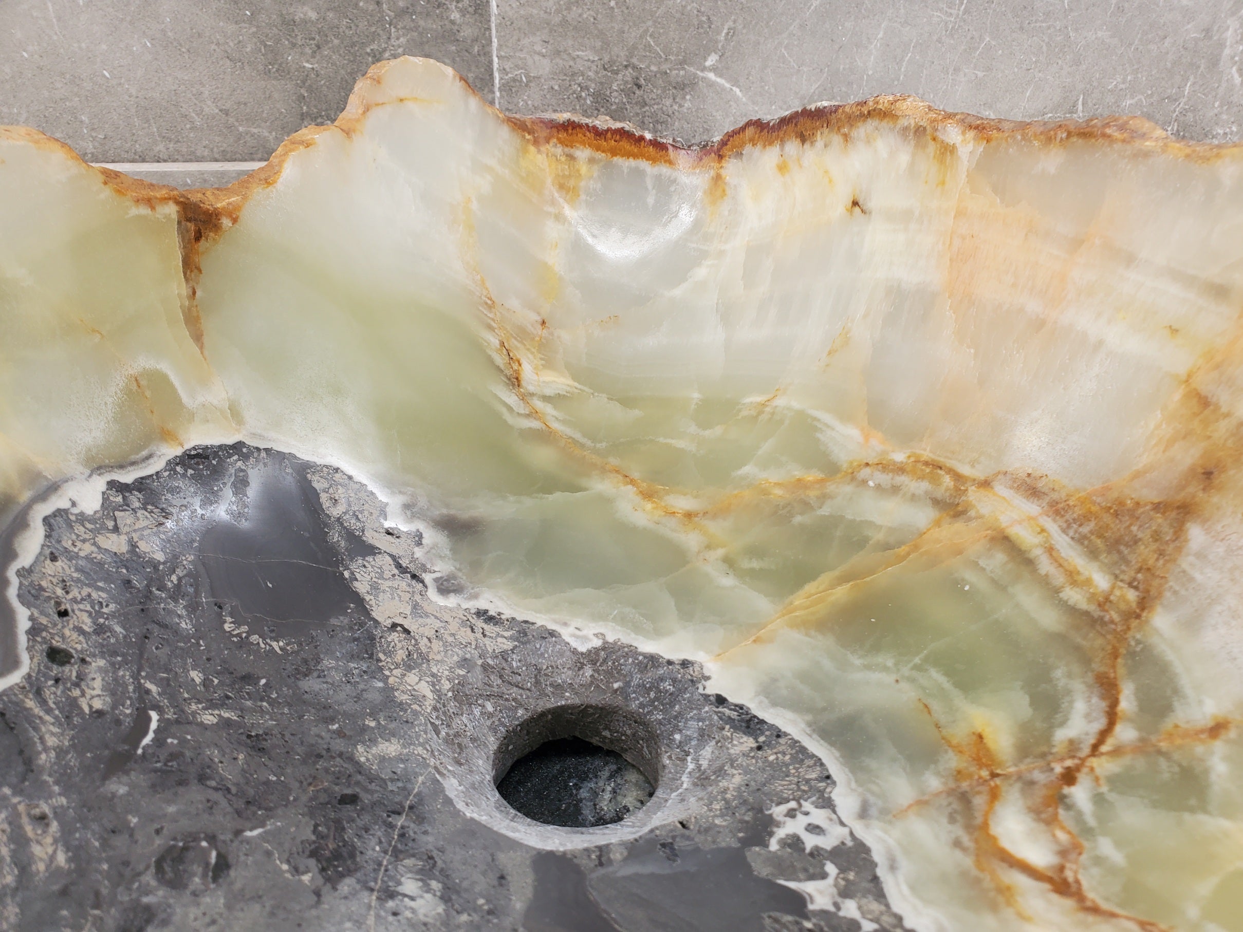 S33_22 Green Onyx Bathroom Vessel Sink - 19 x 19 inch
