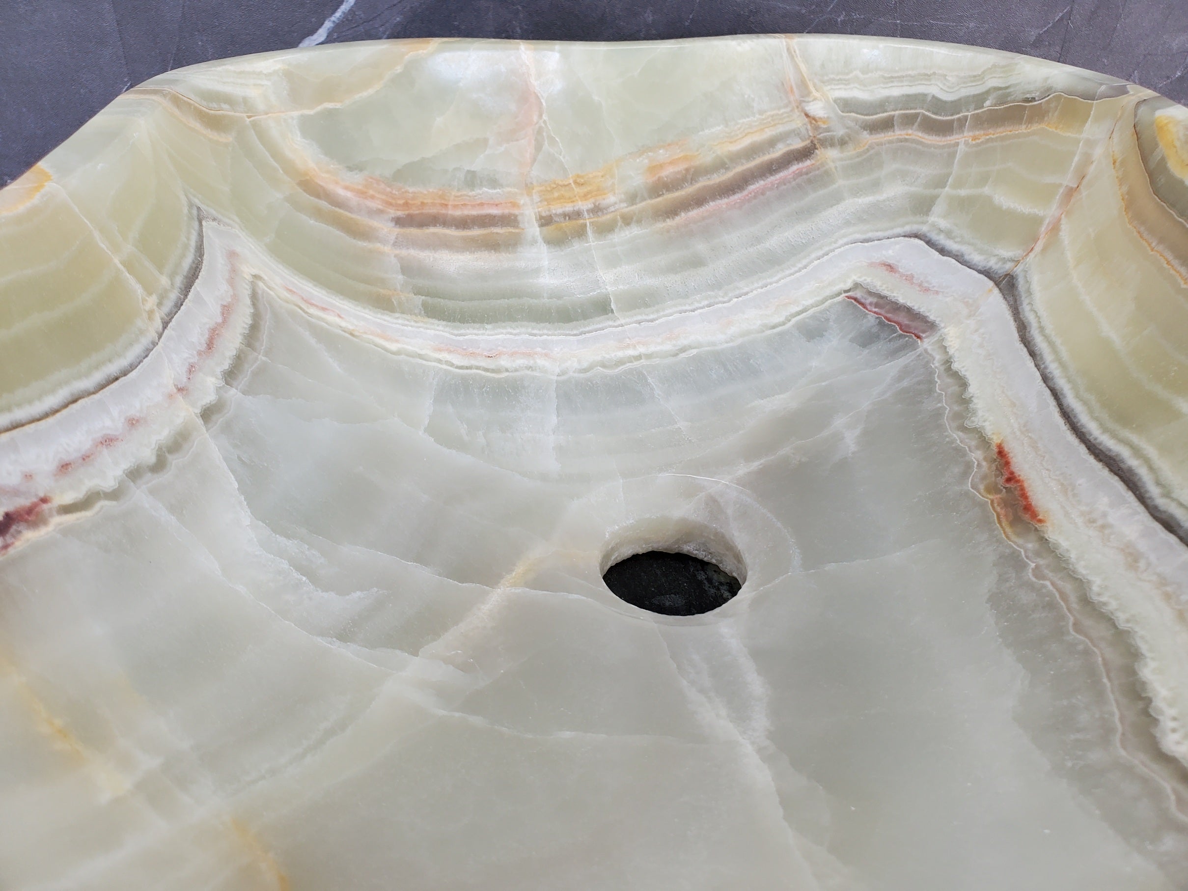 S34_17 Green Onyx Bathroom Vessel Sink - 17 x 14 inch