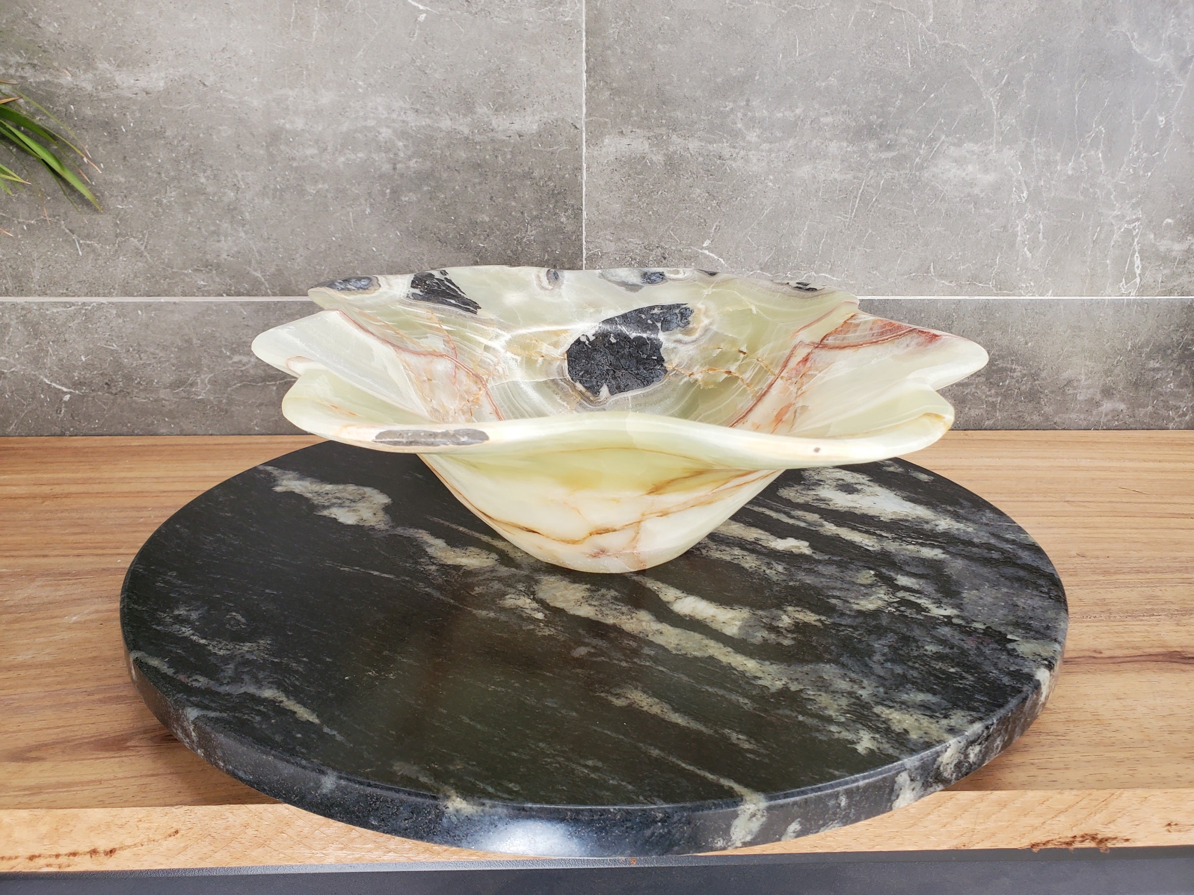 S33_56 Green Onyx Bathroom Vessel Sink - 17 x 13.5 inch