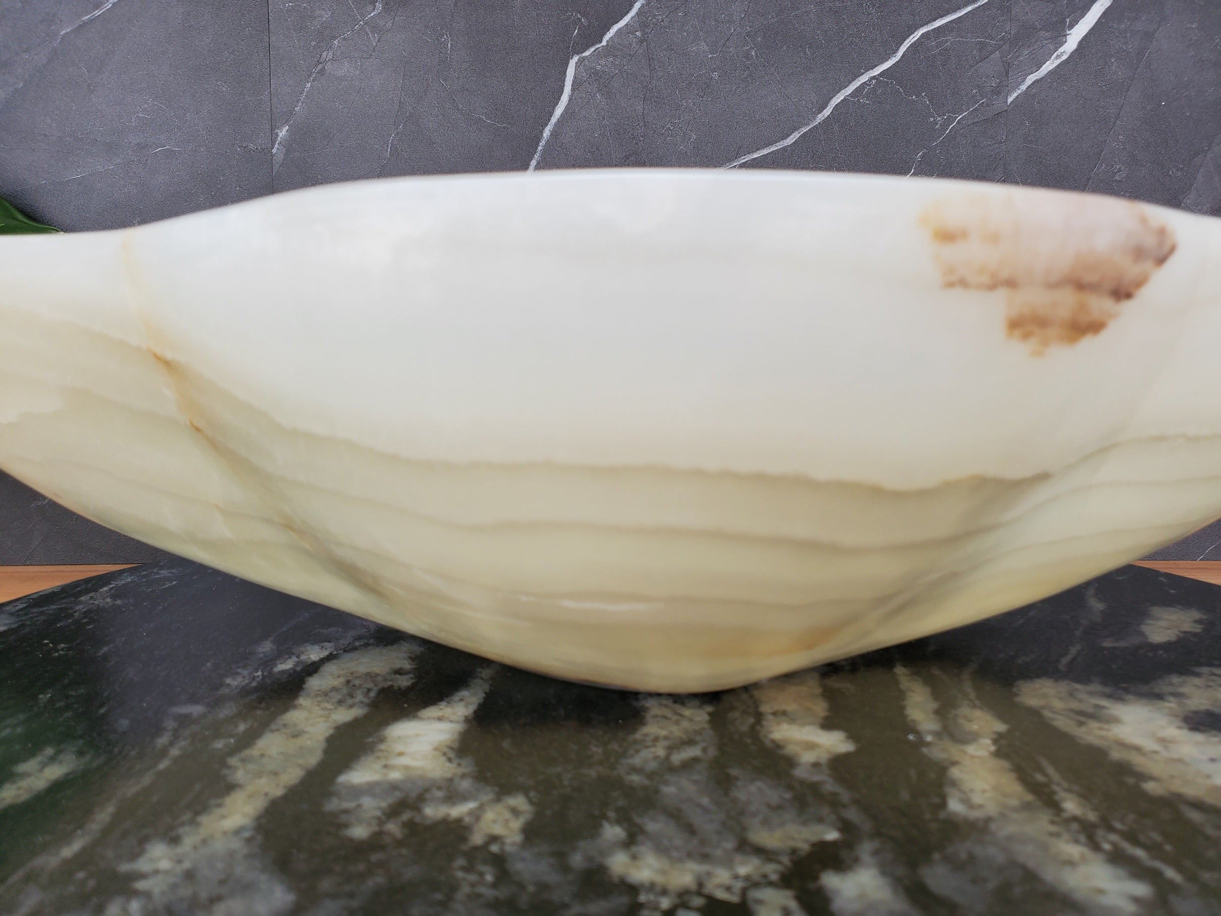 S34_23 Light Onyx Stone Vessel Sink - 19 x 17 inch