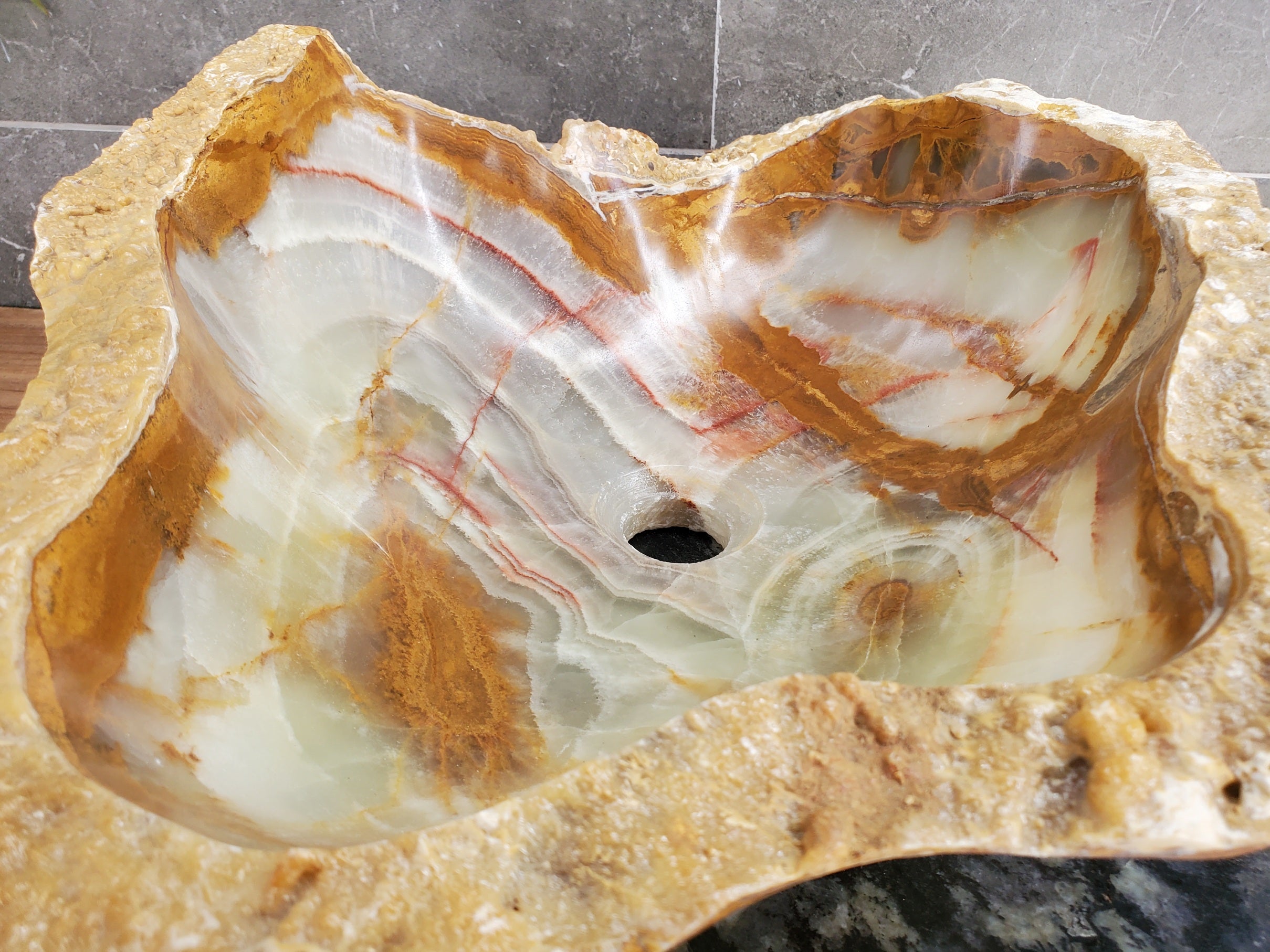 S33_58 Green Onyx Bathroom Vessel Sink - 19.5 x 15 inch