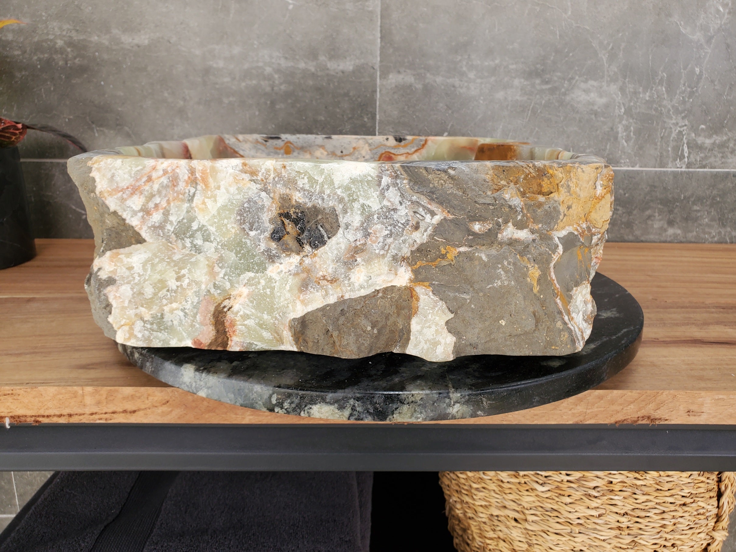 S34_01 Green Onyx Bathroom Vessel Sink