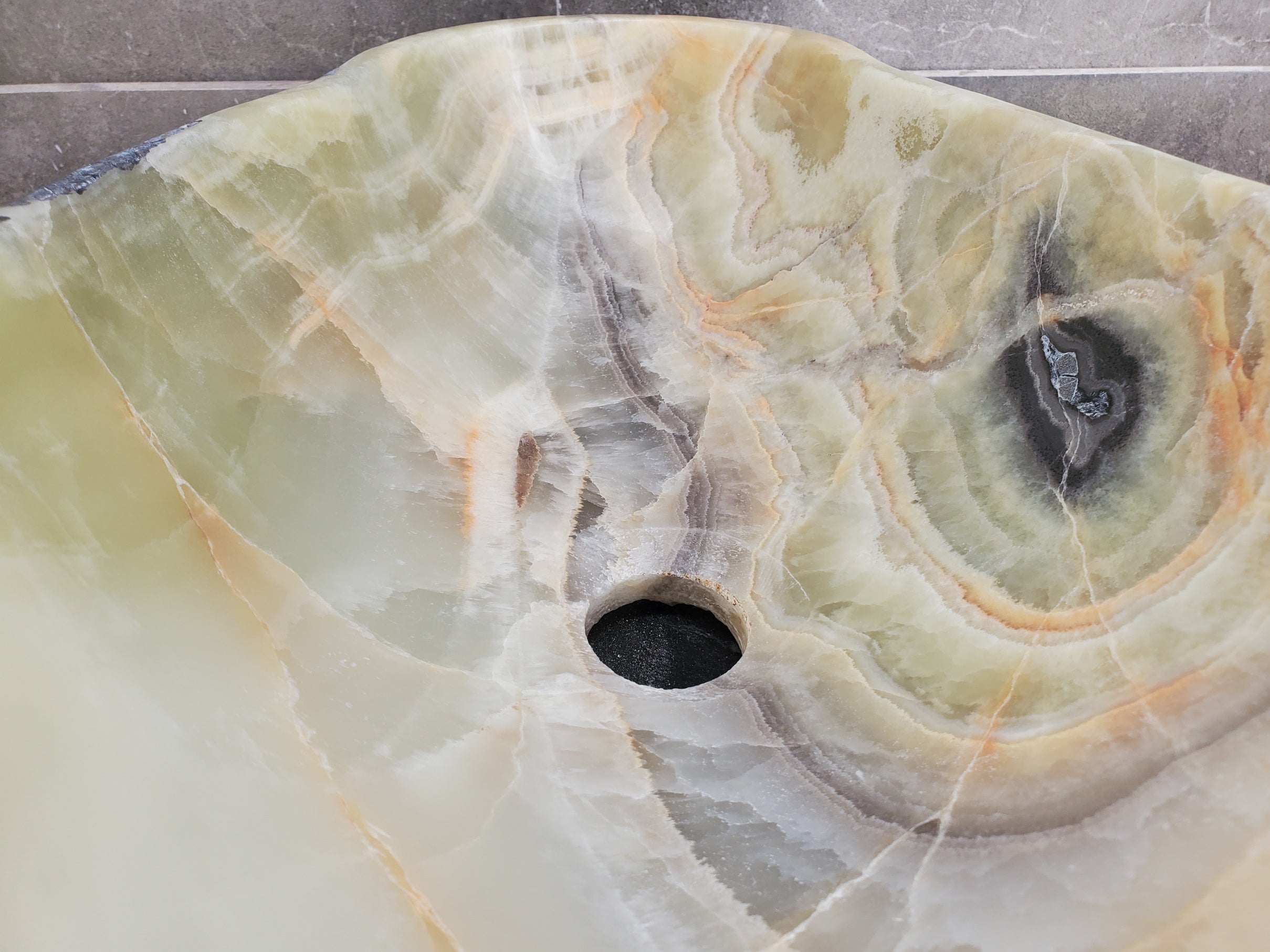 S33_25 Light Green Onyx Bathroom Vessel Sink - 18 x 12 inch