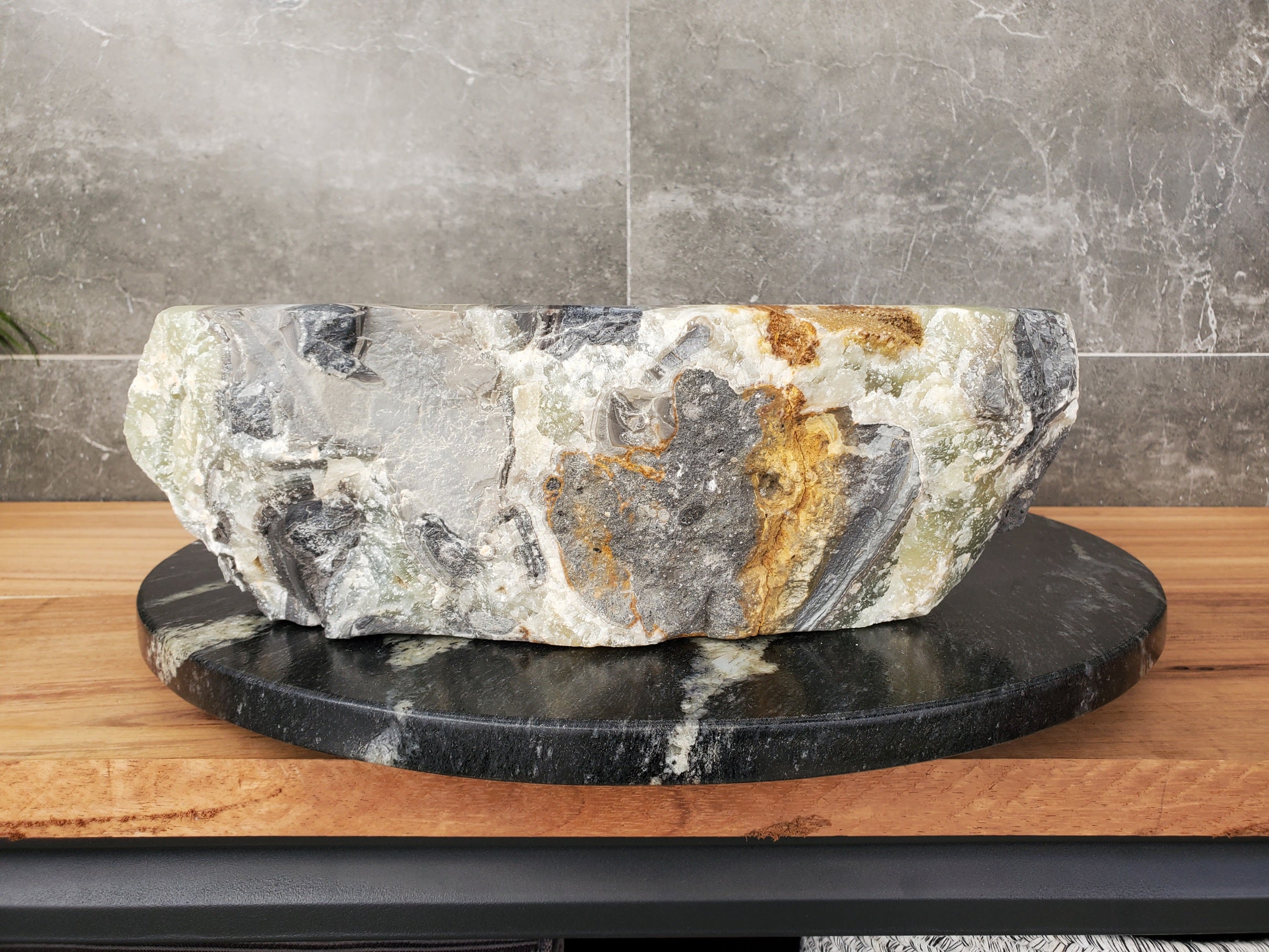 S31_30 Onyx Stone Vessel Bathroom Sink - 17 x 15 inch