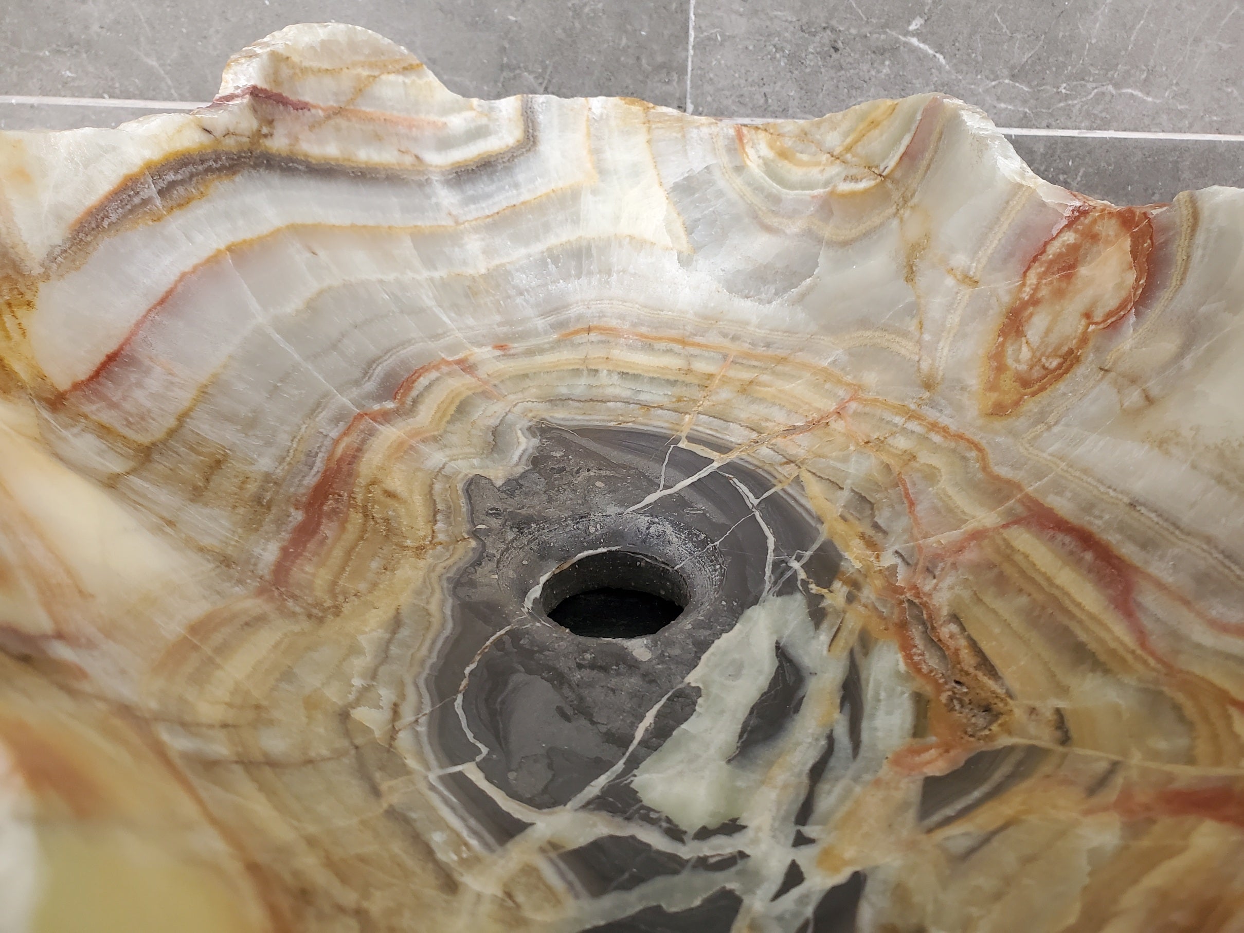 S33_36 Green Onyx Bathroom Vessel Sink - 19 x 14 inch