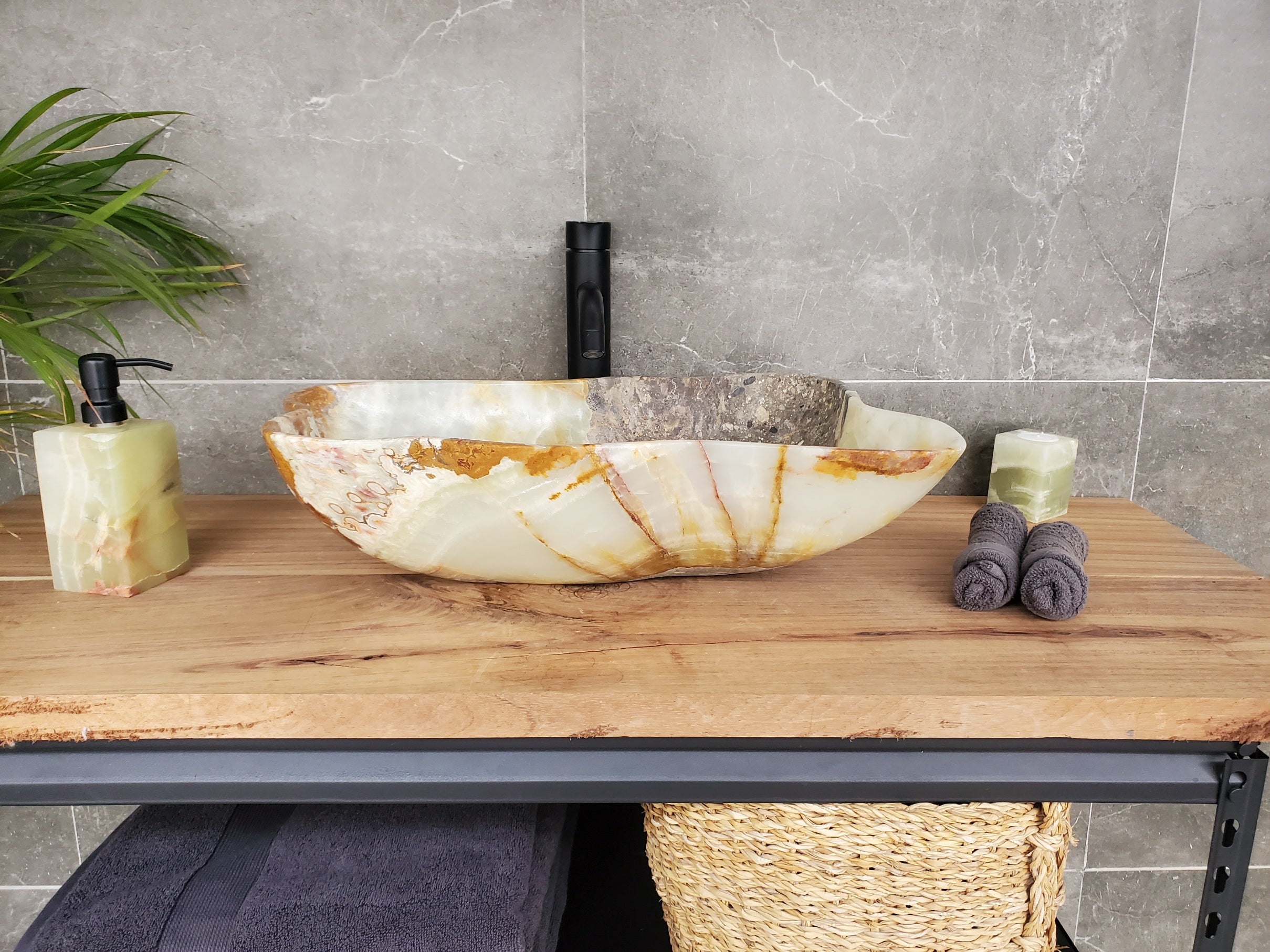 S33_38 Green Onyx Bathroom Vessel Sink