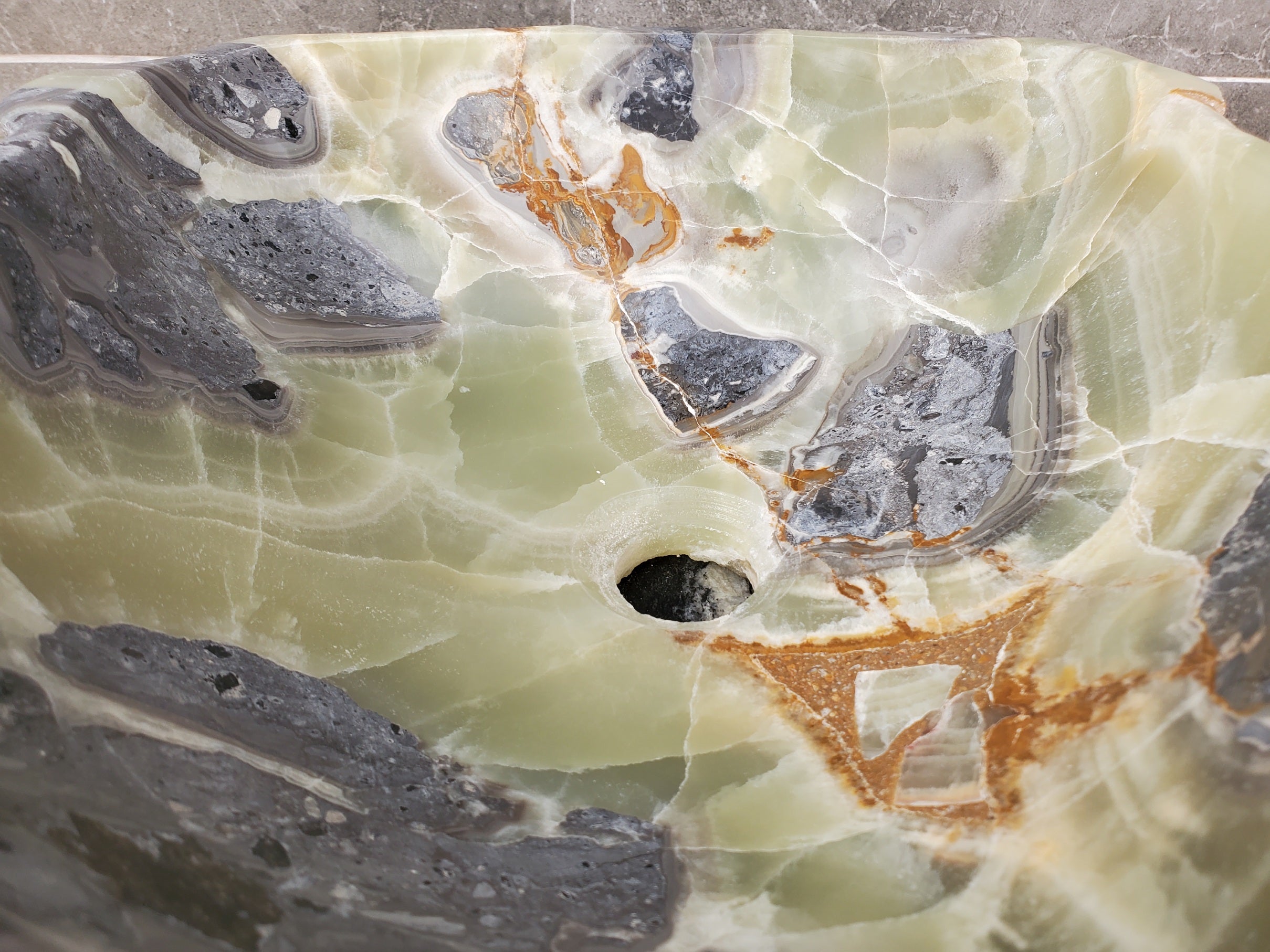 S31_30 Onyx Stone Vessel Bathroom Sink - 17 x 15 inch