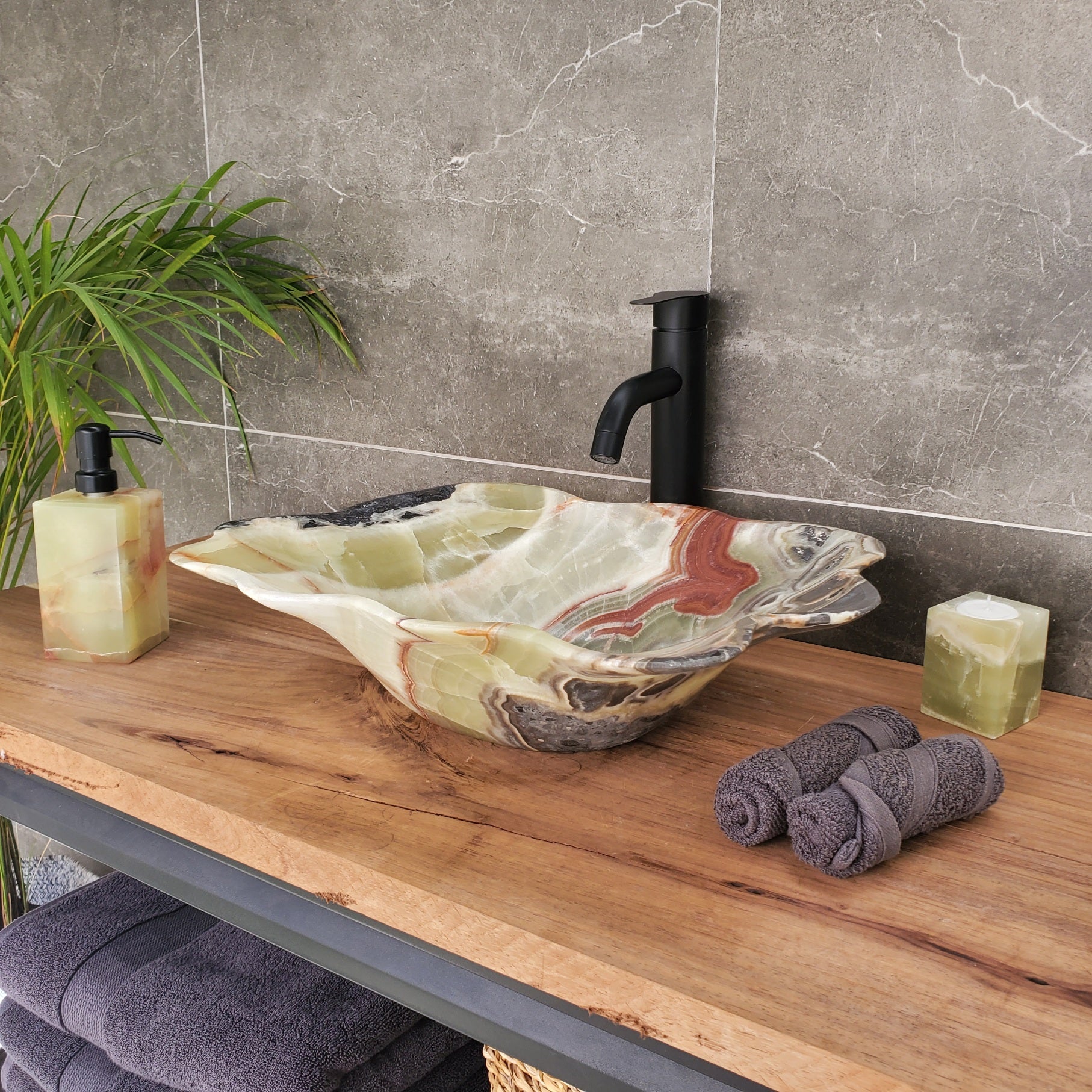 S33_54 Green Onyx Bathroom Vessel Sink