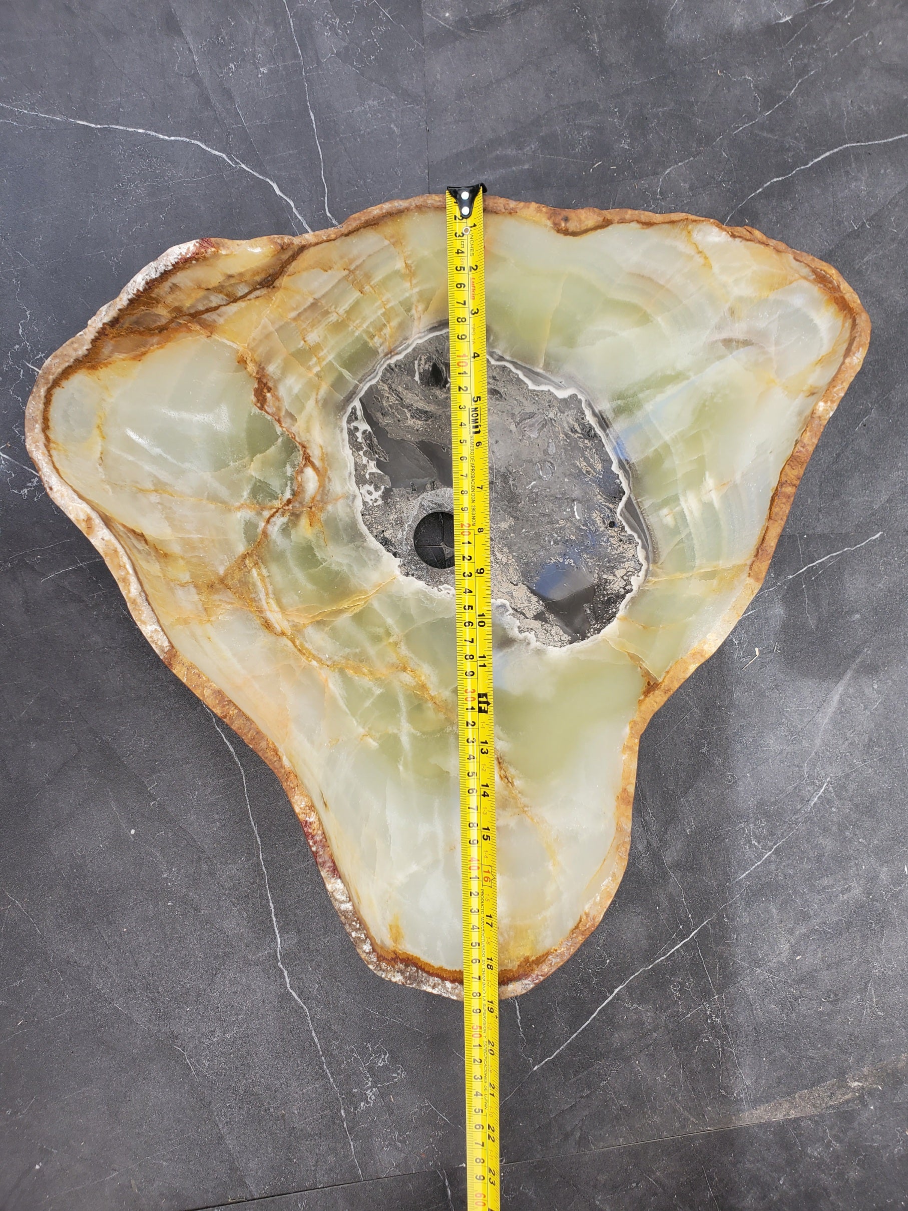 S33_22 Green Onyx Bathroom Vessel Sink - 19 x 19 inch