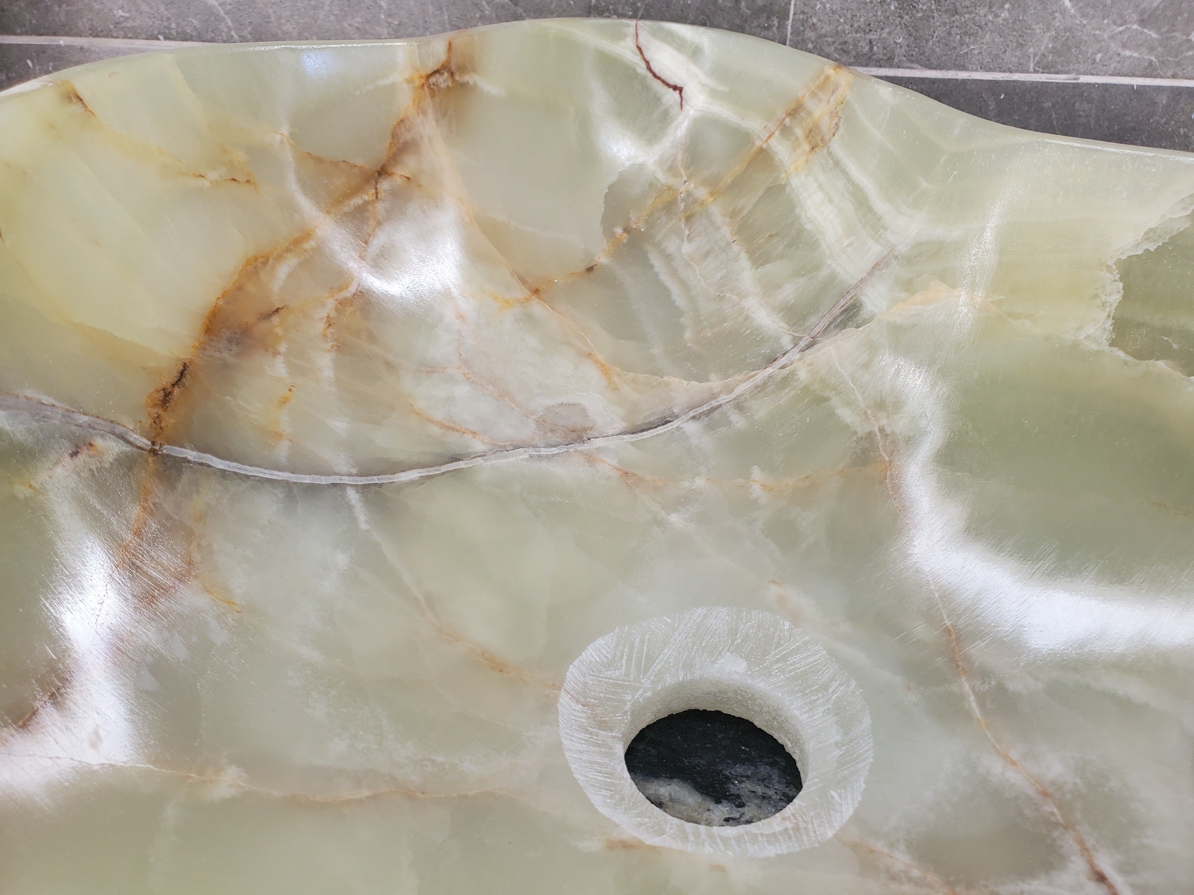 S33_21 Green Onyx Bathroom Vessel Sink - 21 x 18.5 inch