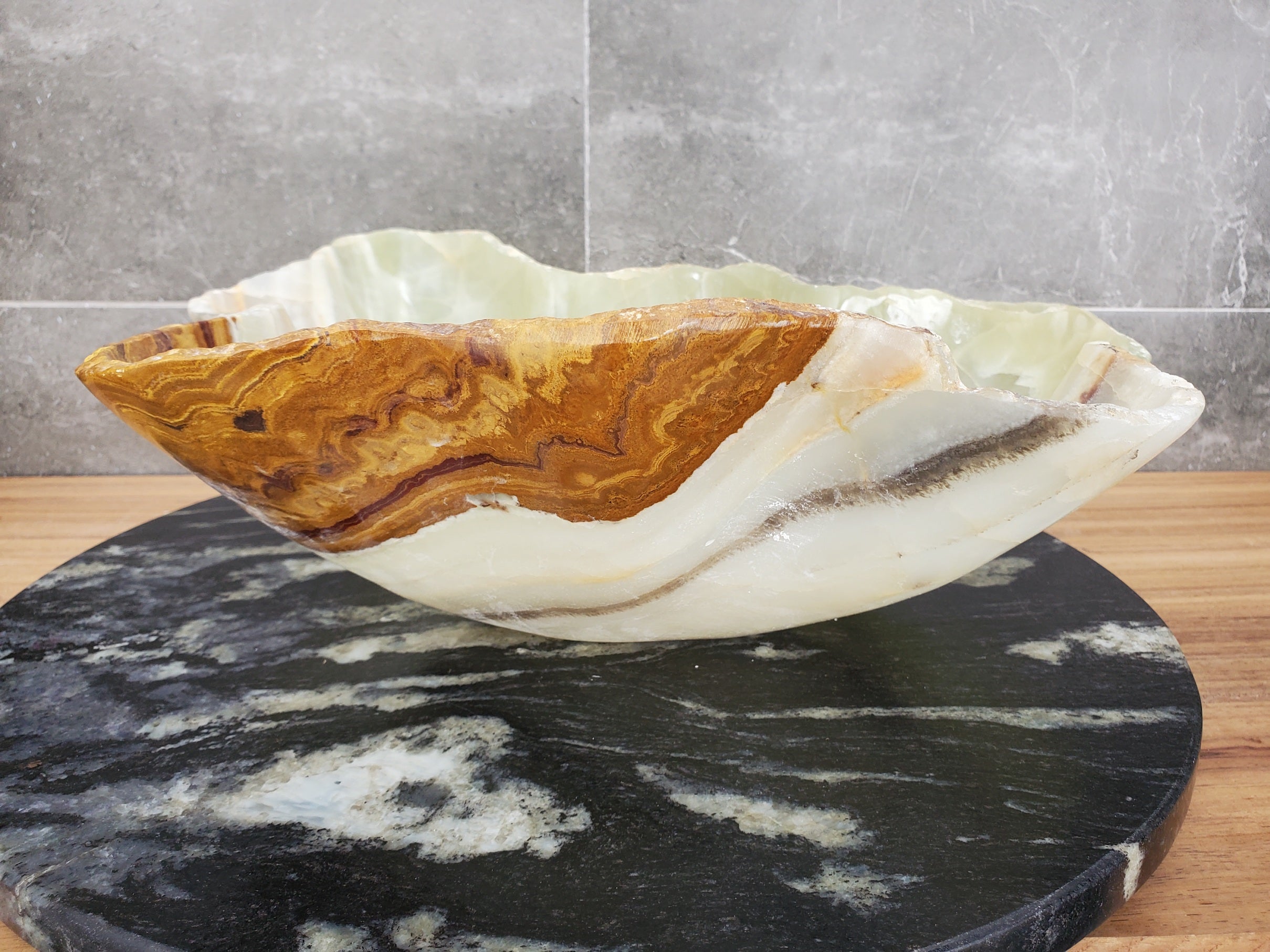 S32_07 Onyx Stone Vessel Bathroom Sink - 18 x 15 inch