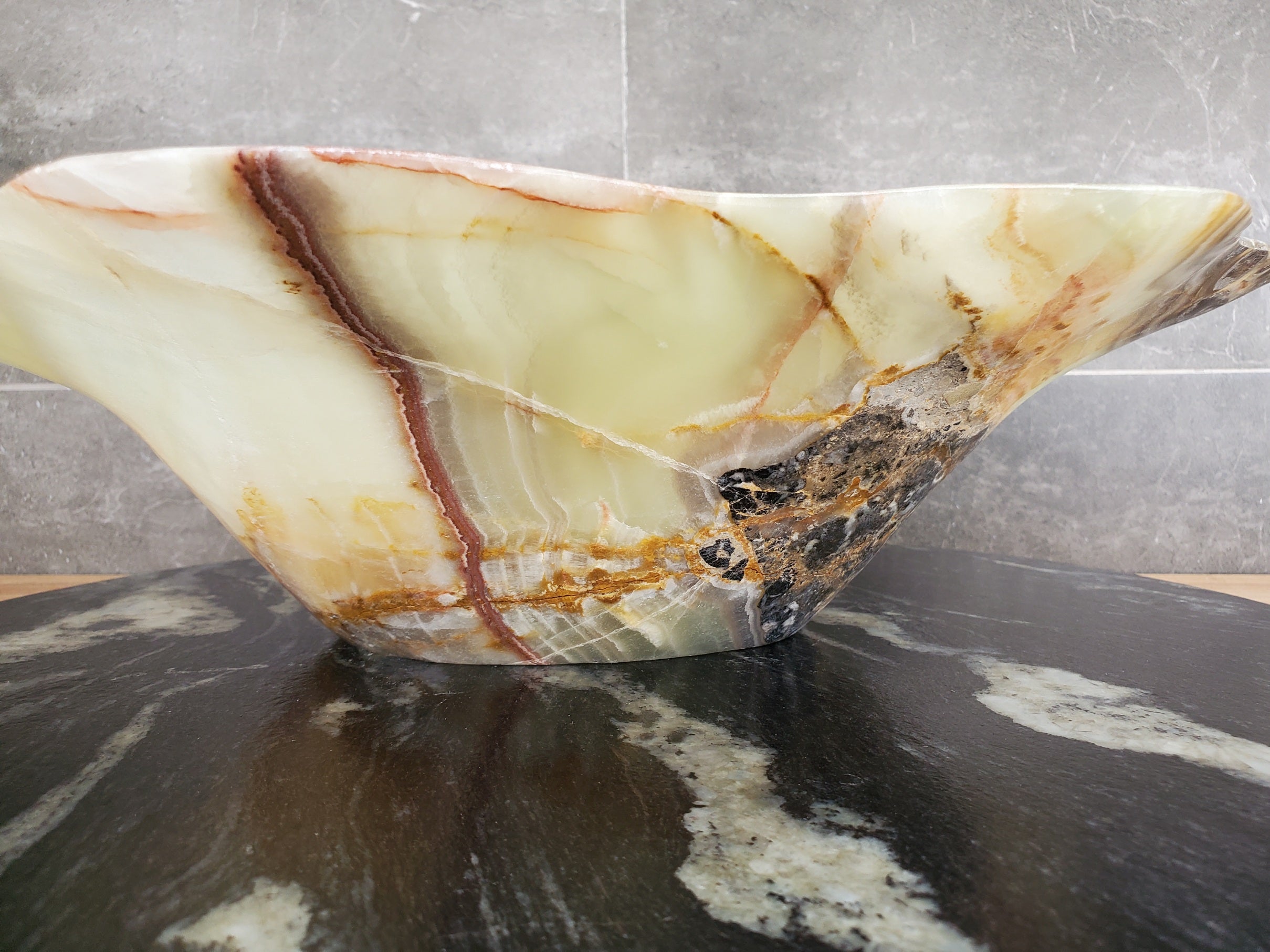 S33_57 Green Onyx Bathroom Vessel Sink - 17 x 14 inch
