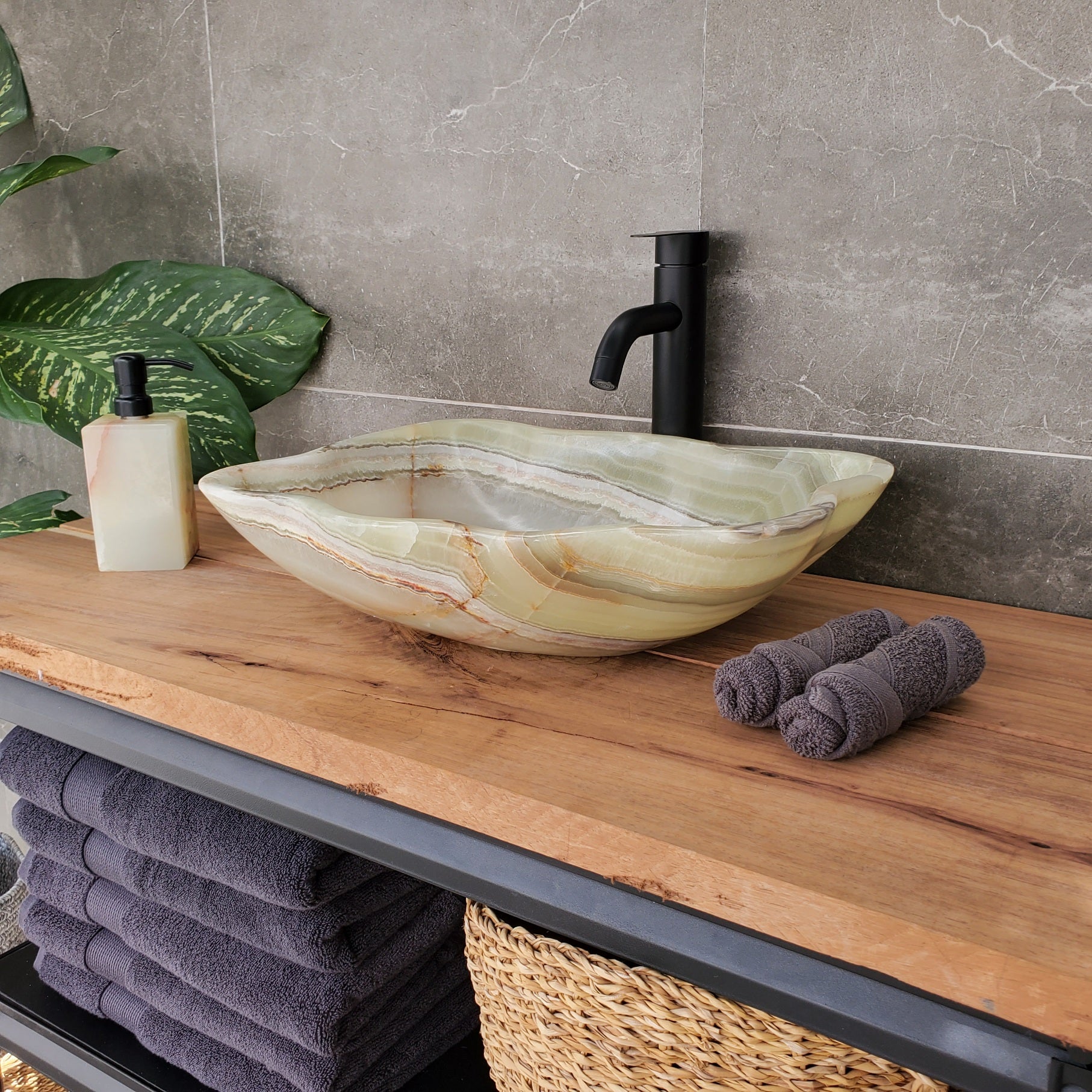 S34_14 Green Onyx Bathroom Vessel Sink