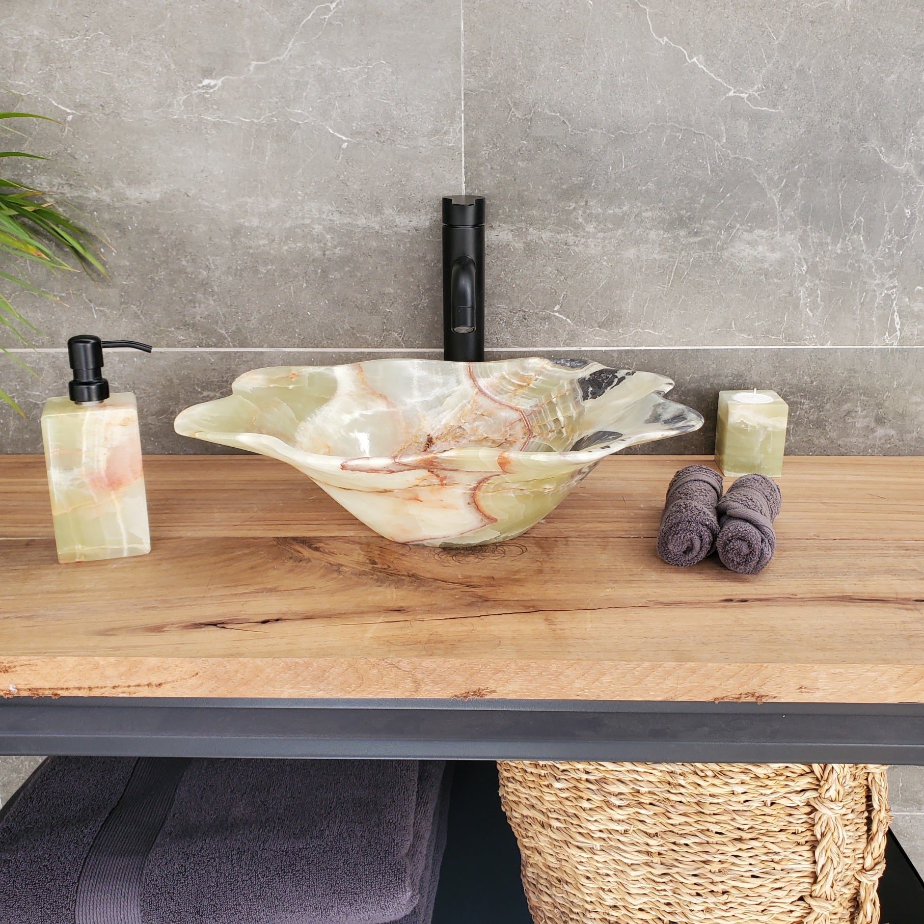 S33_56 Green Onyx Bathroom Vessel Sink