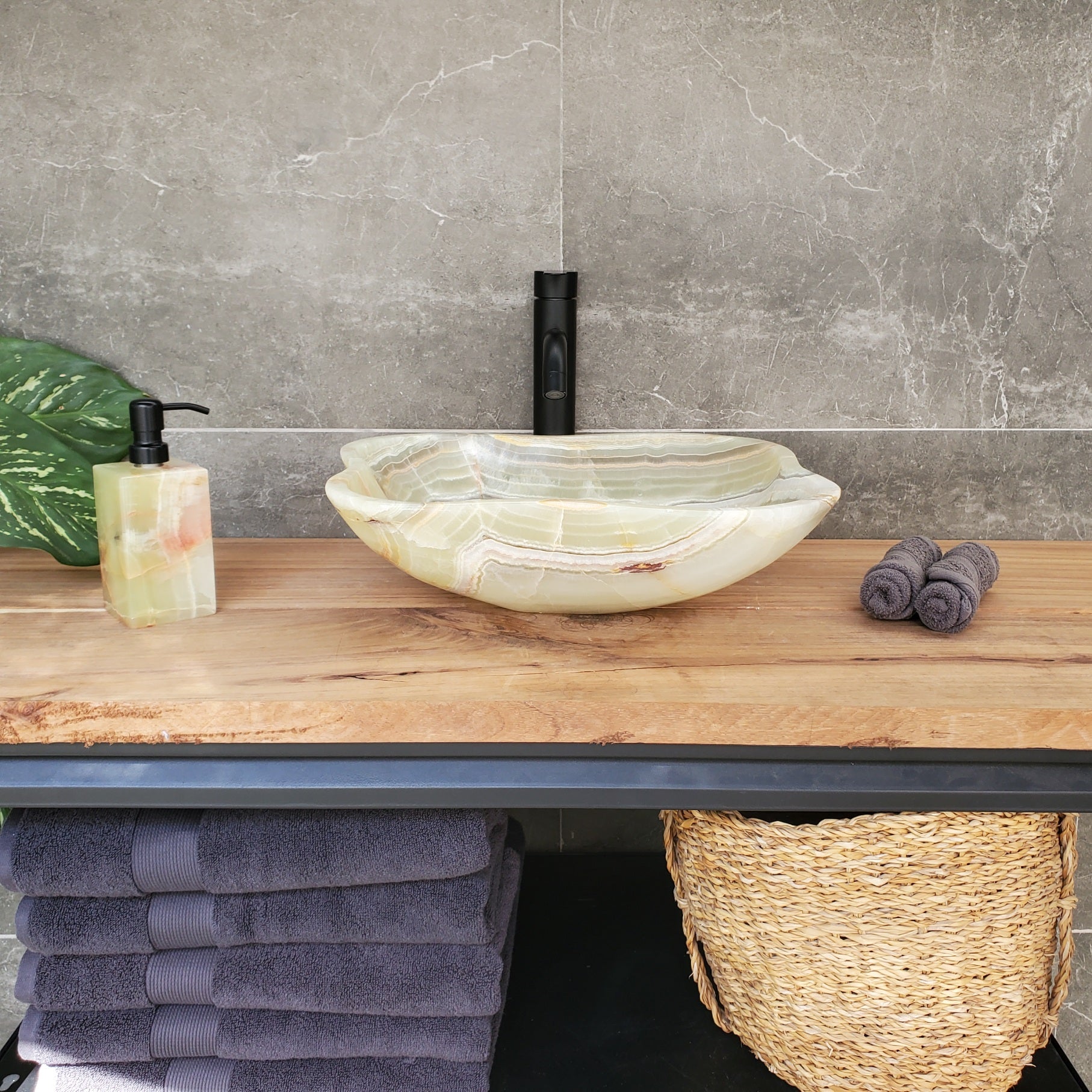 S34_17 Green Onyx Bathroom Vessel Sink