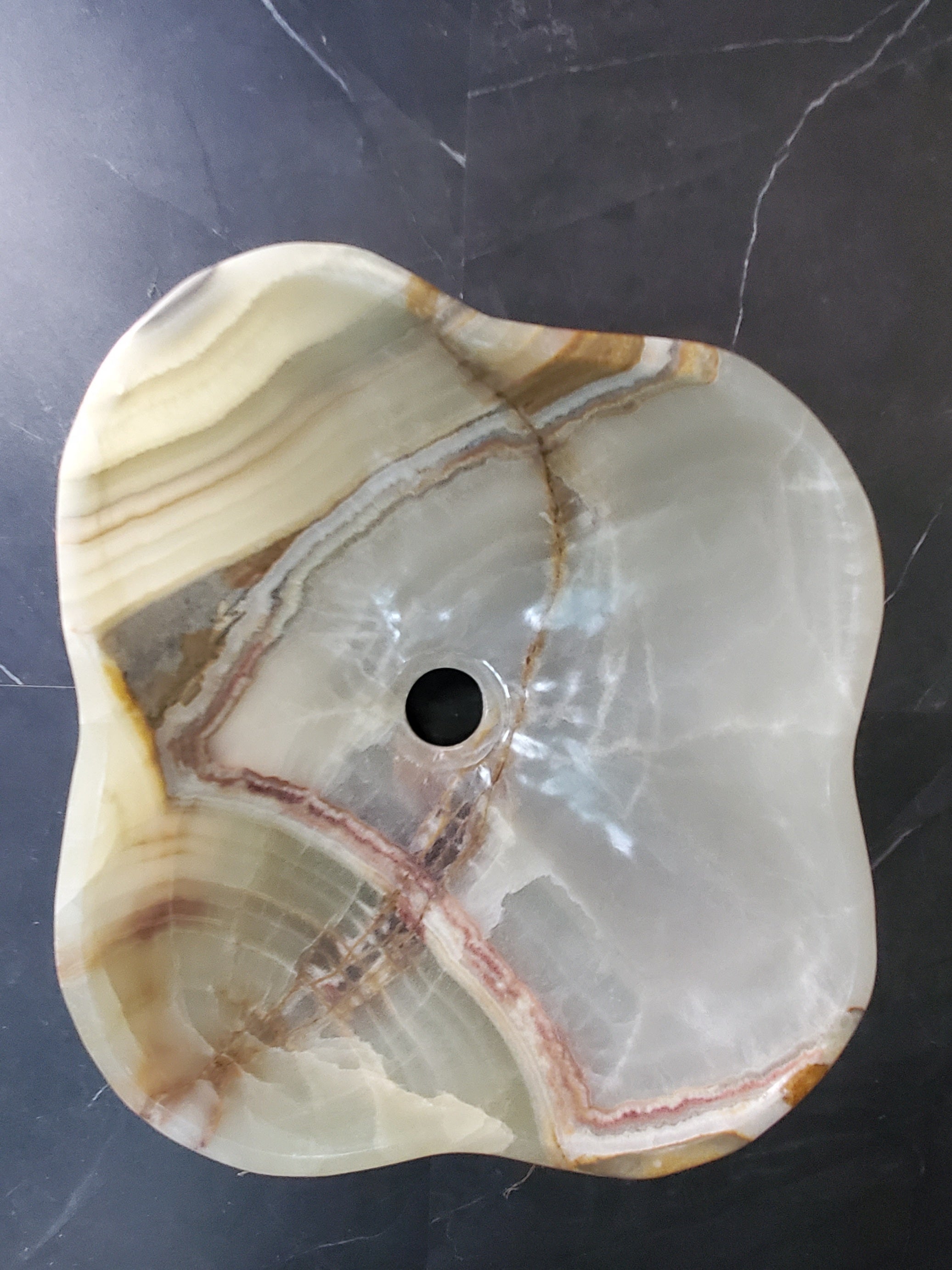 Green Onyx Vessel Sink, 16x14.5 Inch Natural Stone Countertop Basin, Polished Luxury Vanity Sink, Spa Bathroom Decor S40_17
