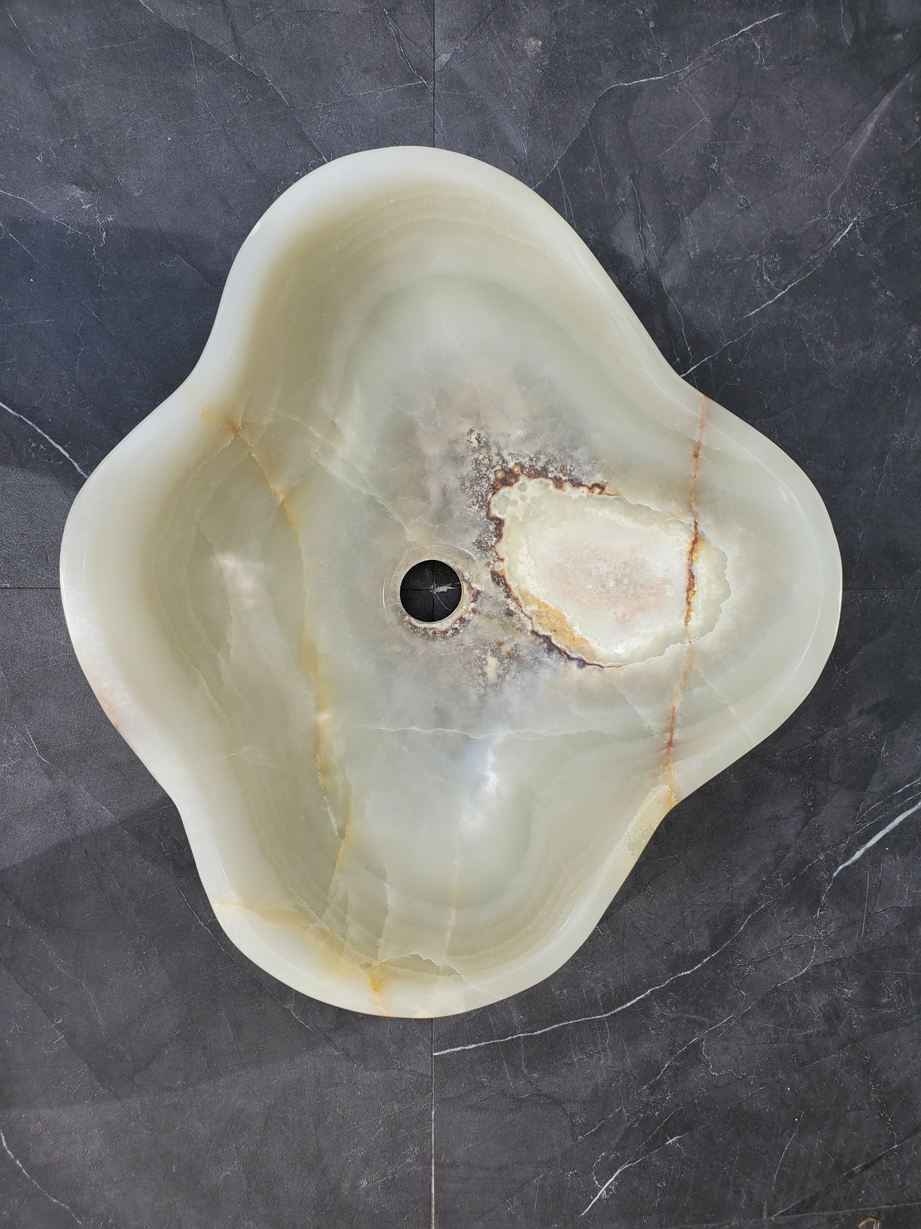 S34_23 Light Onyx Stone Vessel Sink - 19 x 17 inch