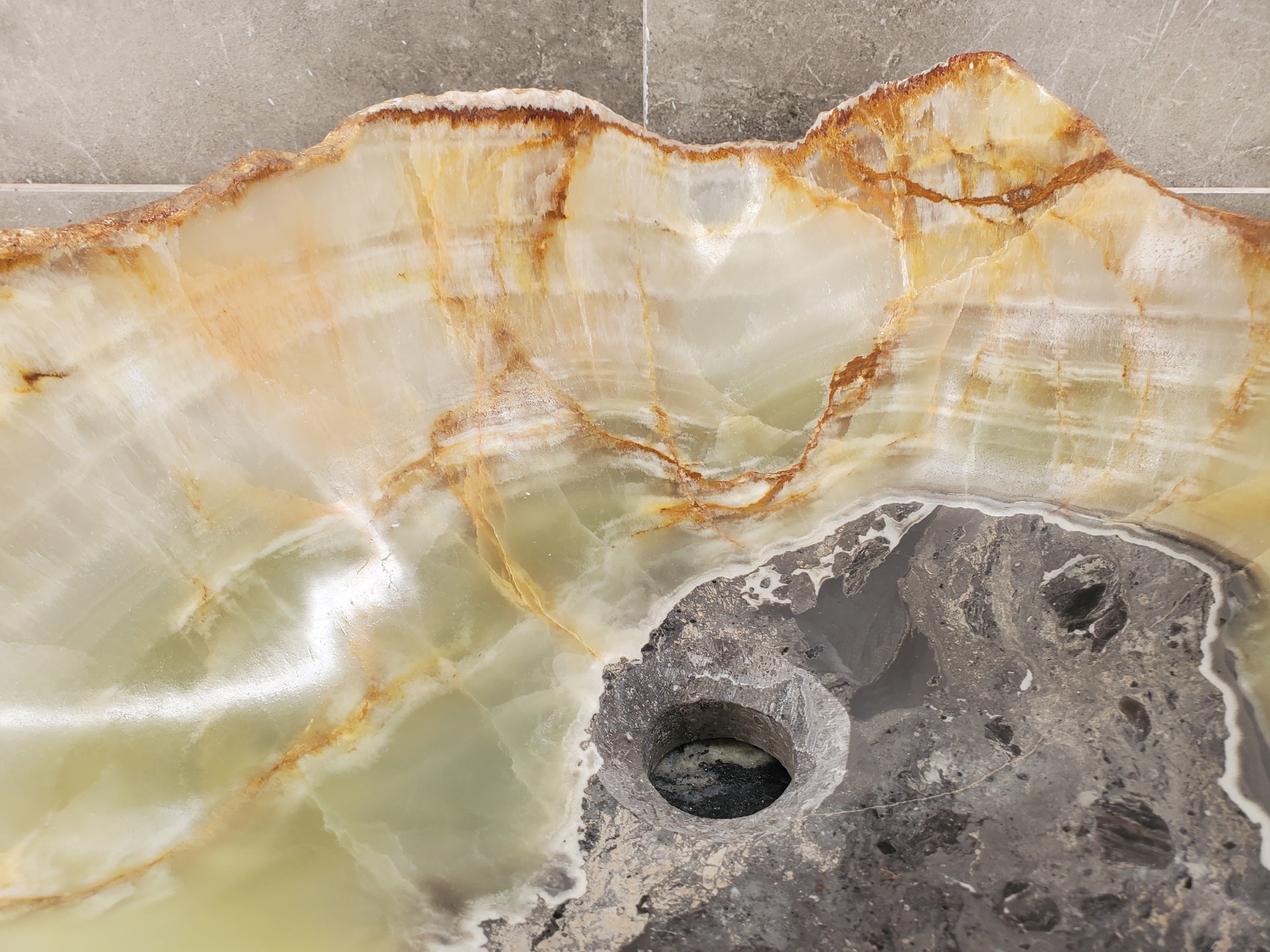 S33_22 Green Onyx Bathroom Vessel Sink - 19 x 19 inch