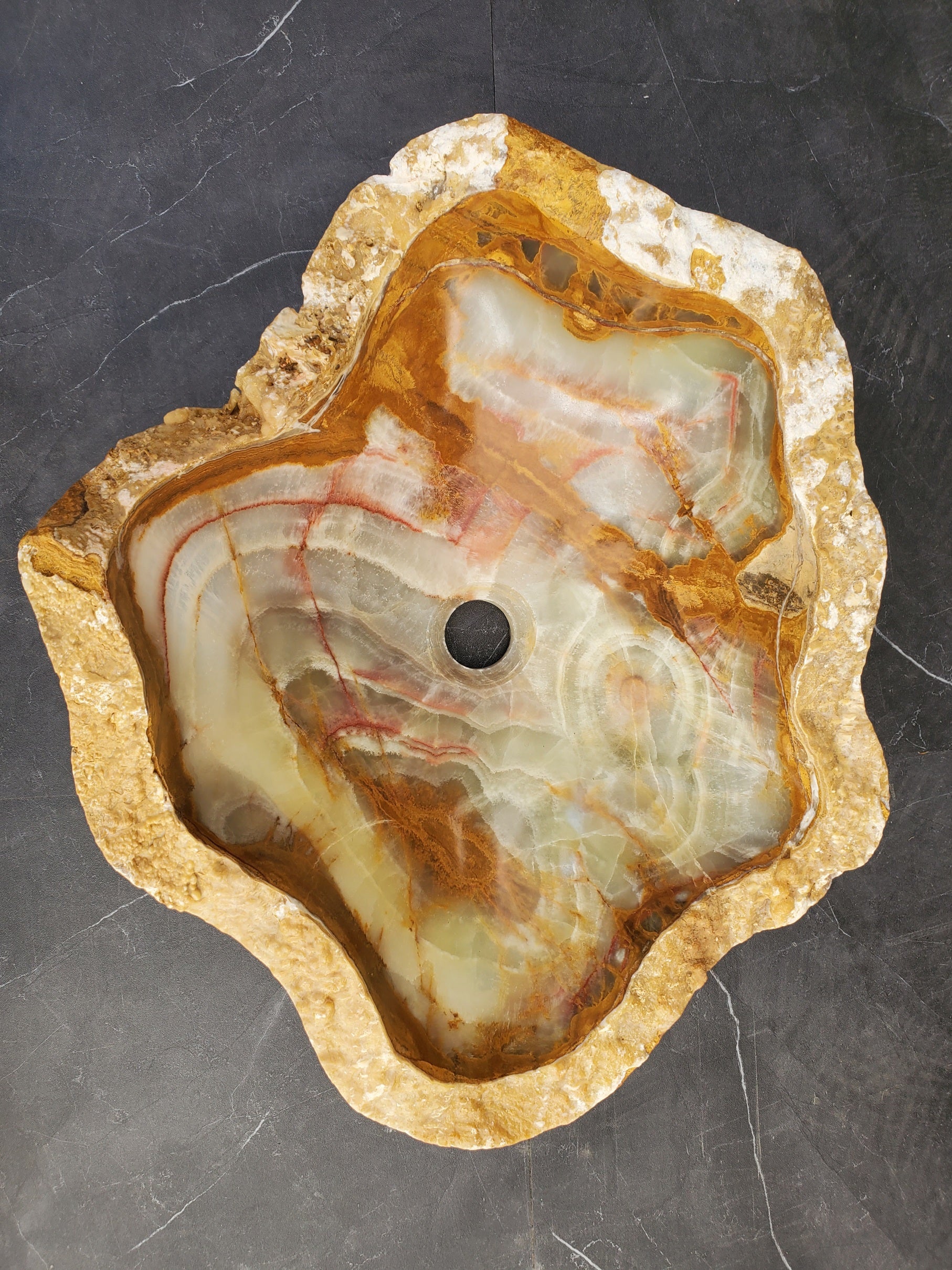 S33_58 Green Onyx Bathroom Vessel Sink - 19.5 x 15 inch