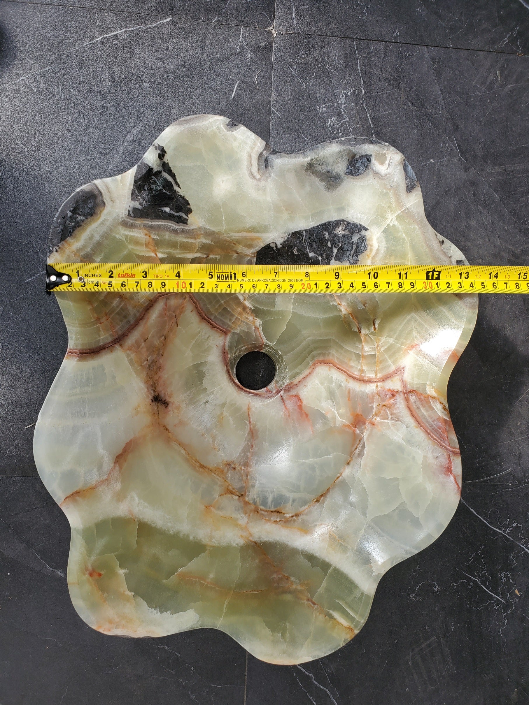 S33_56 Green Onyx Bathroom Vessel Sink - 17 x 13.5 inch