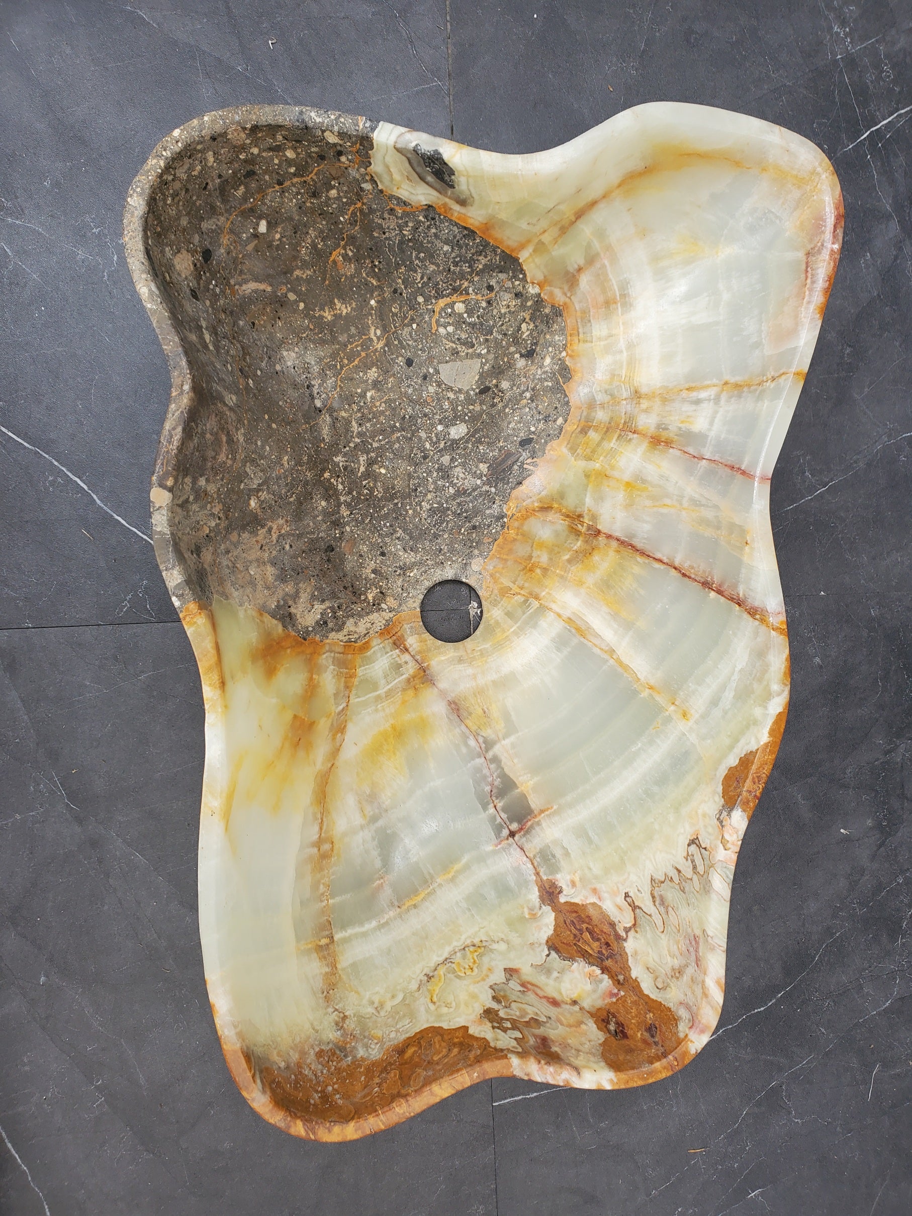 S33_38 Green Onyx Bathroom Vessel Sink - 19.5 x 14 inch