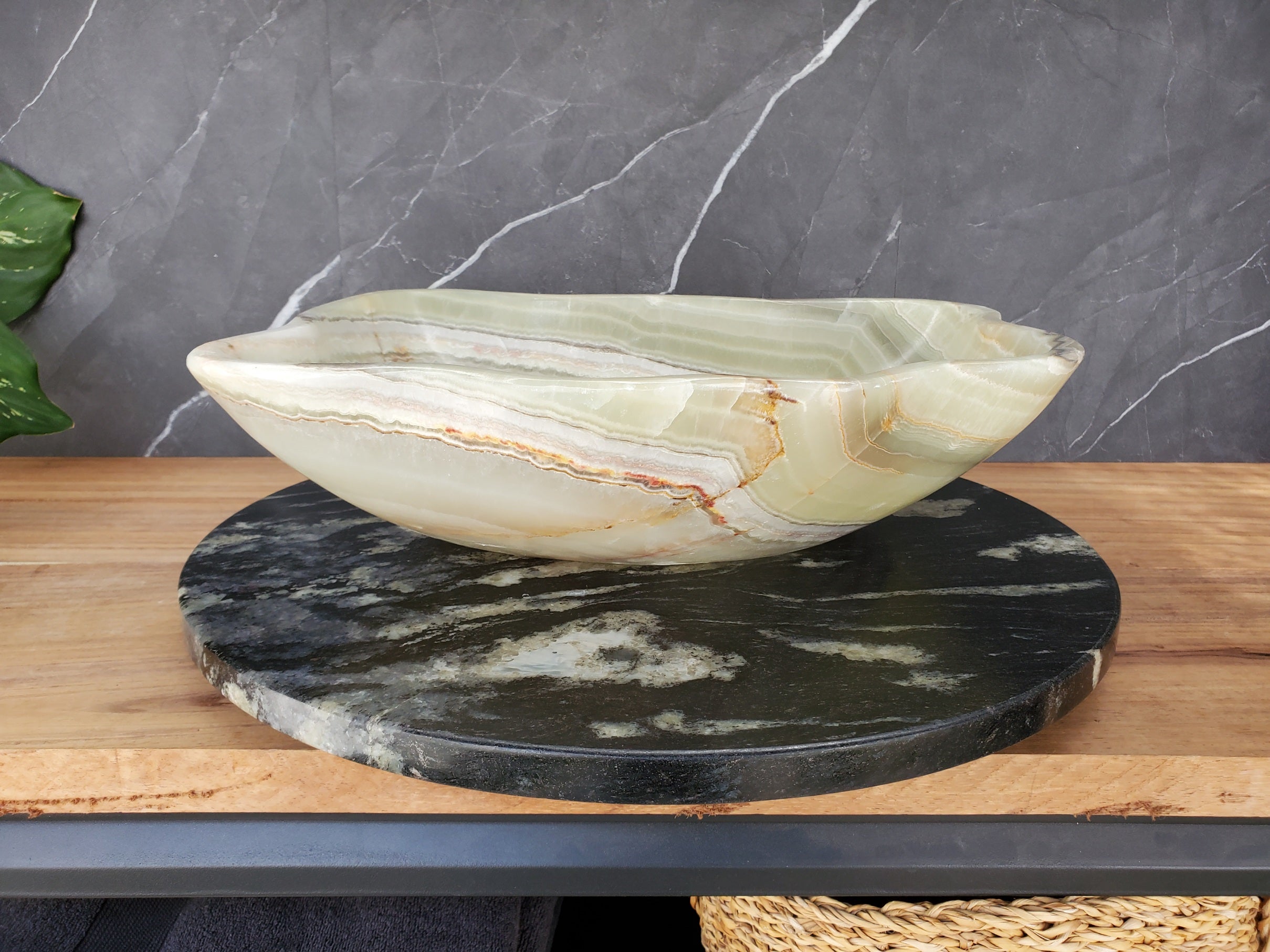 S34_14 Green Onyx Bathroom Vessel Sink -16.7 x 14.5 inch