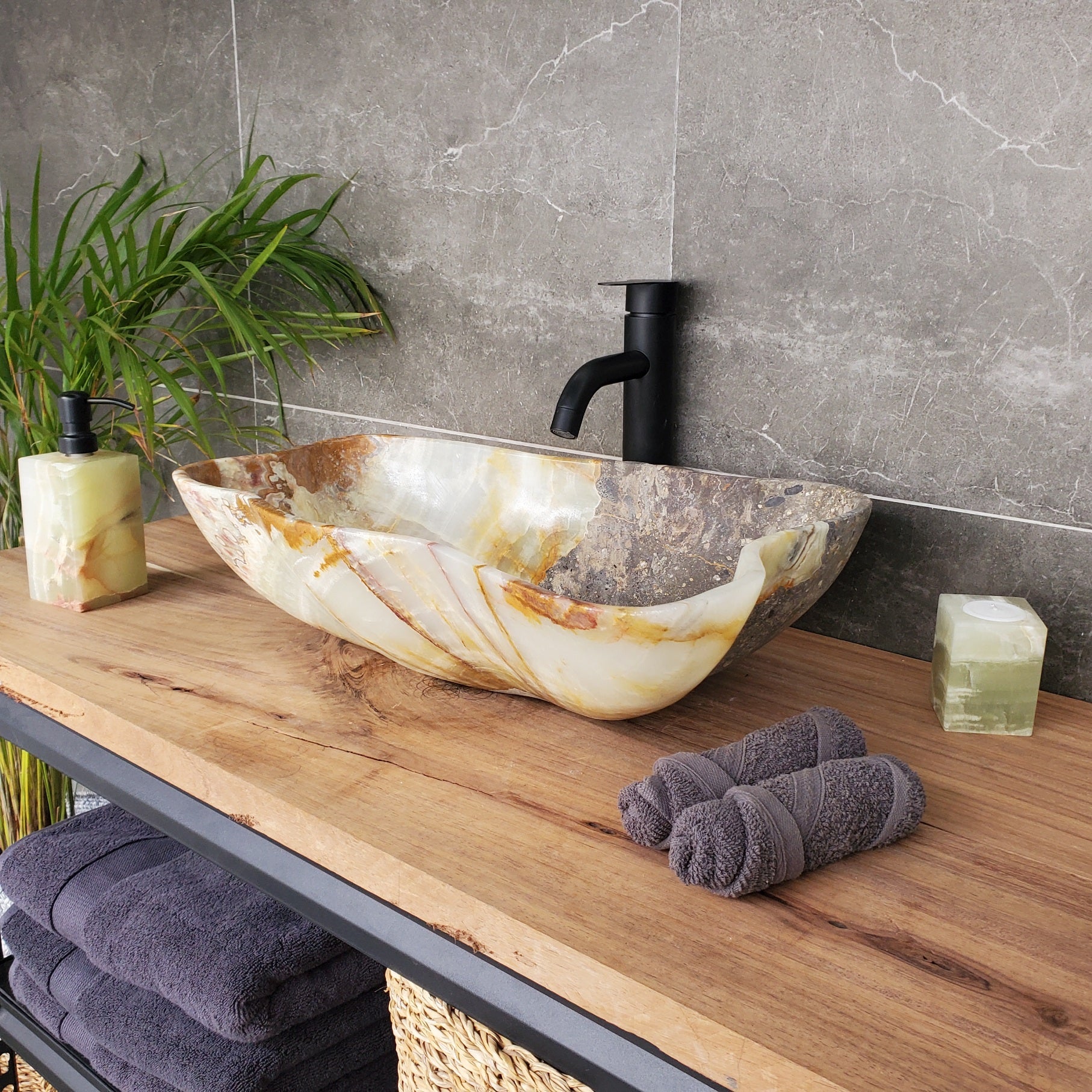 S33_38 Green Onyx Bathroom Vessel Sink