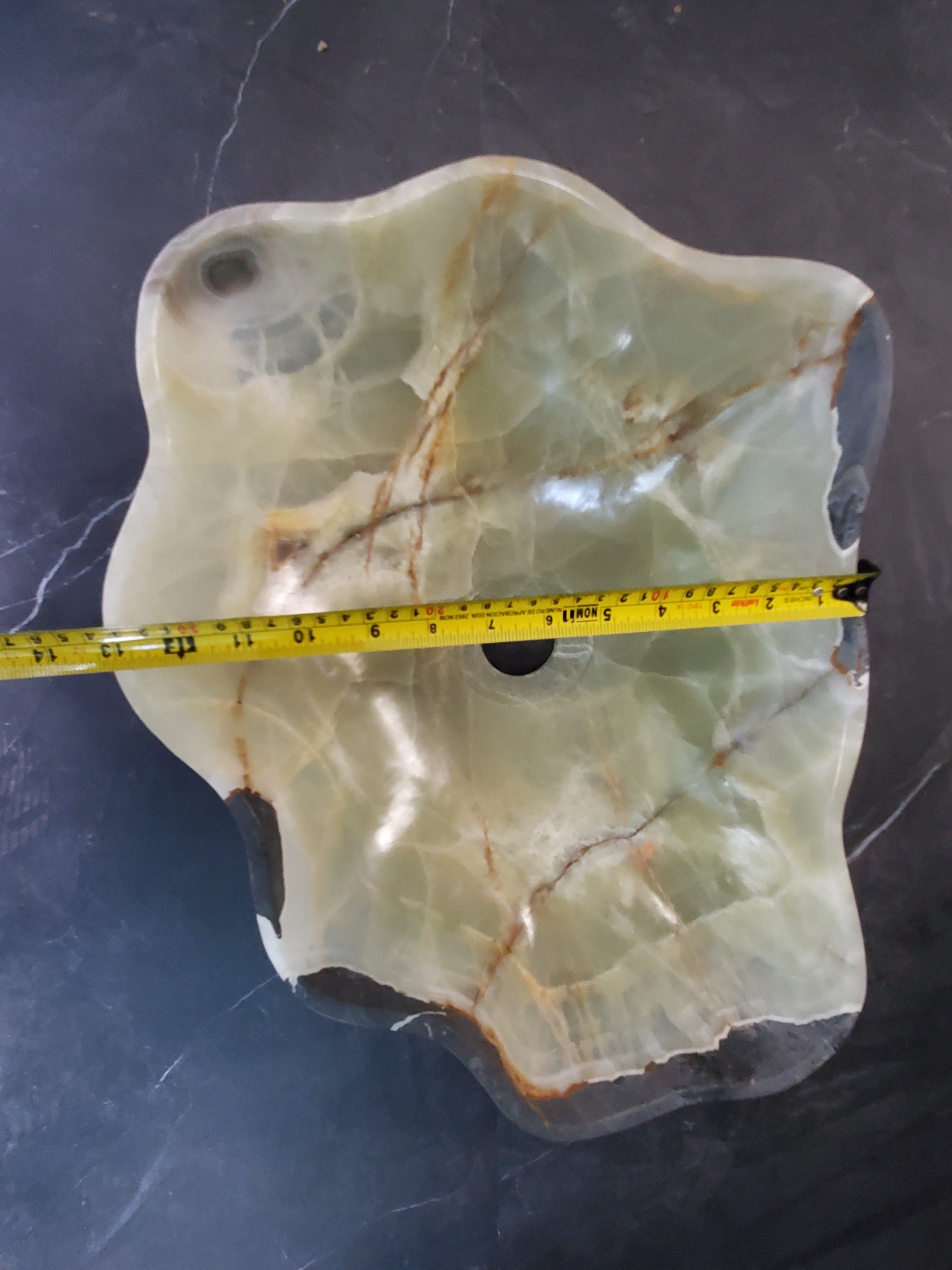 Green Onyx Vessel Sink, Natural Stone Vanity Basin, Polished Bathroom Countertop Sink, Spa Decor 16.5x13 Inch S40_22