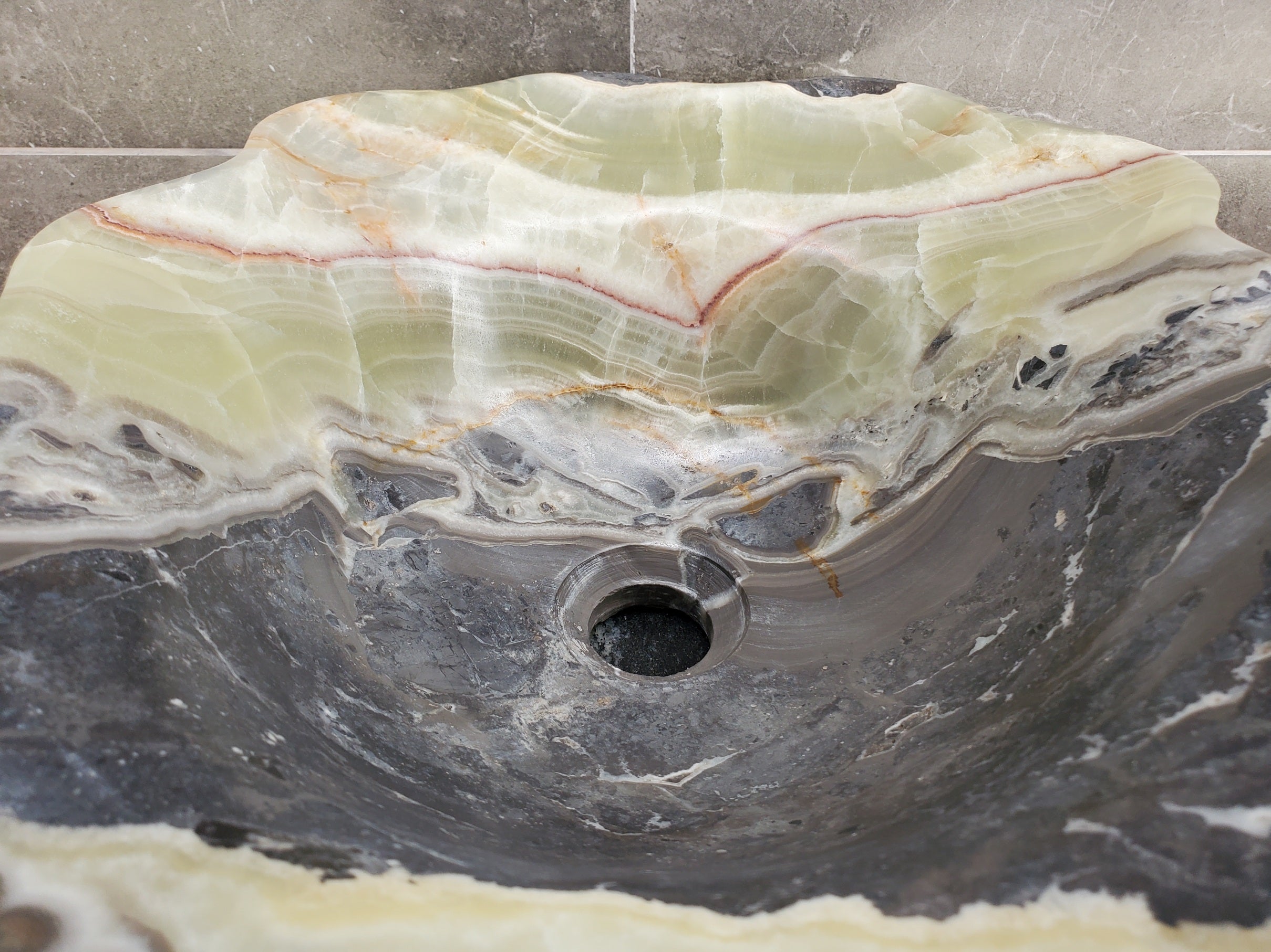 S33_55 Green Onyx Bathroom Vessel Sink - 18.5 x 14.5 inch
