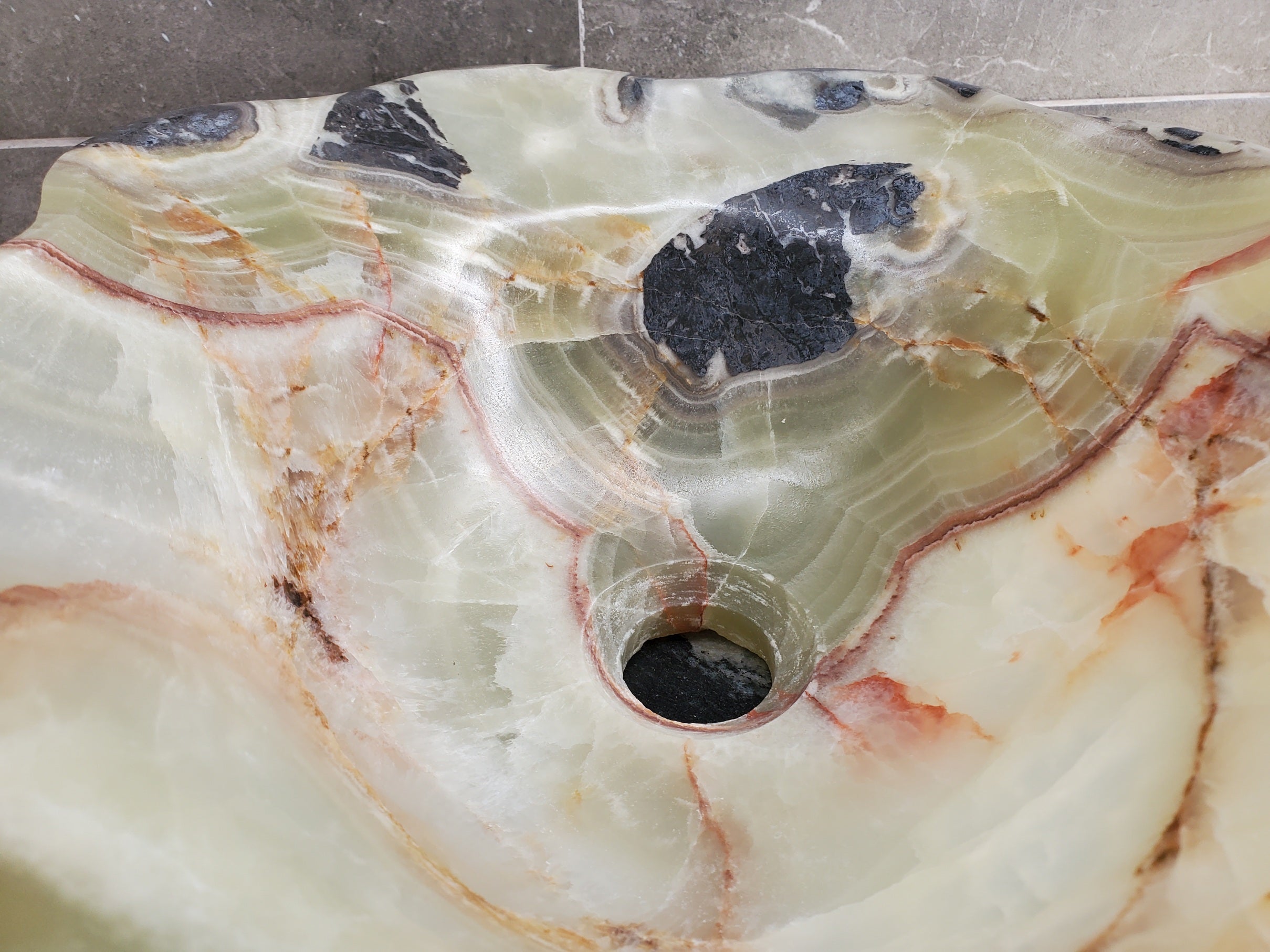 S33_56 Green Onyx Bathroom Vessel Sink - 17 x 13.5 inch