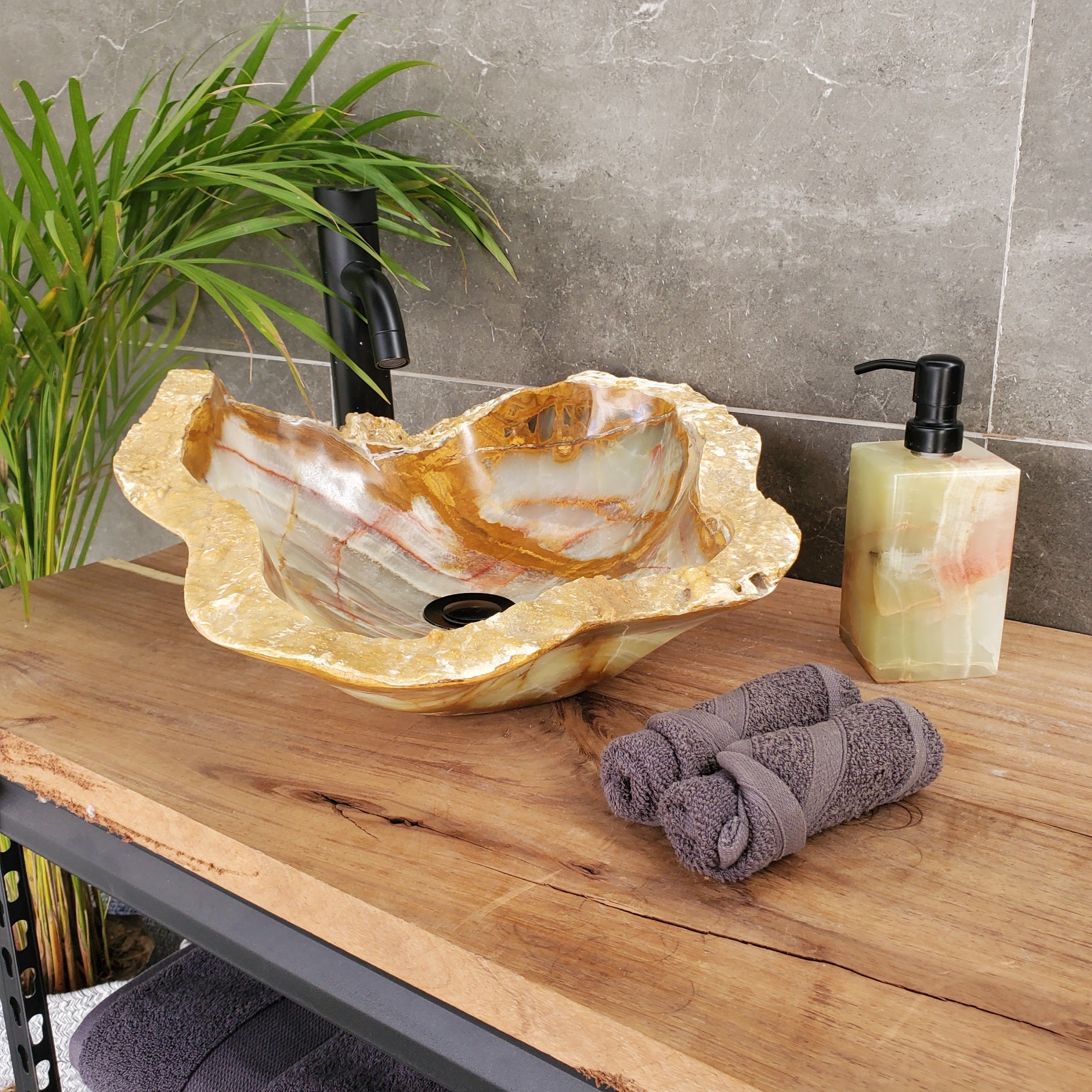 S33_58 Green Onyx Bathroom Vessel Sink