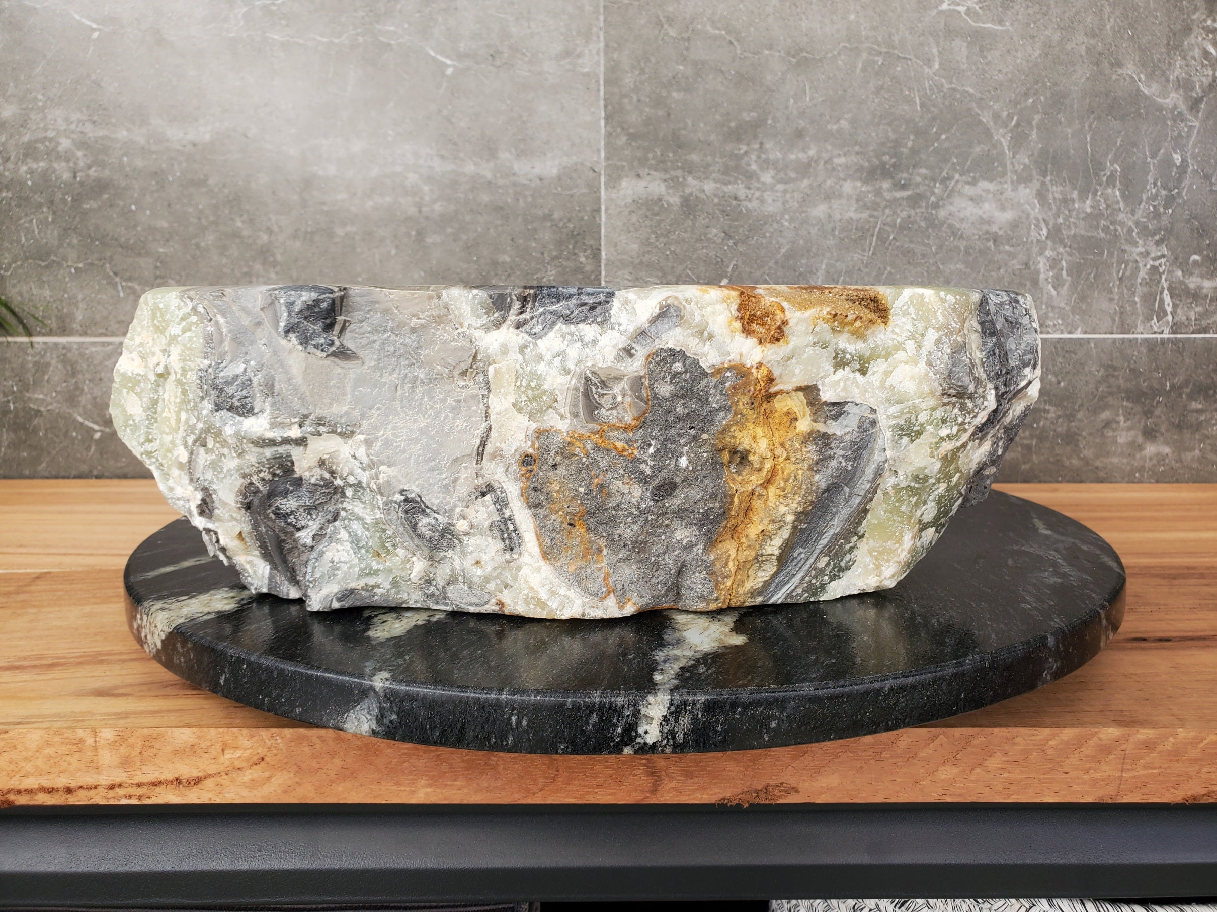 S31_30 Onyx Stone Vessel Bathroom Sink - 17 x 15 inch