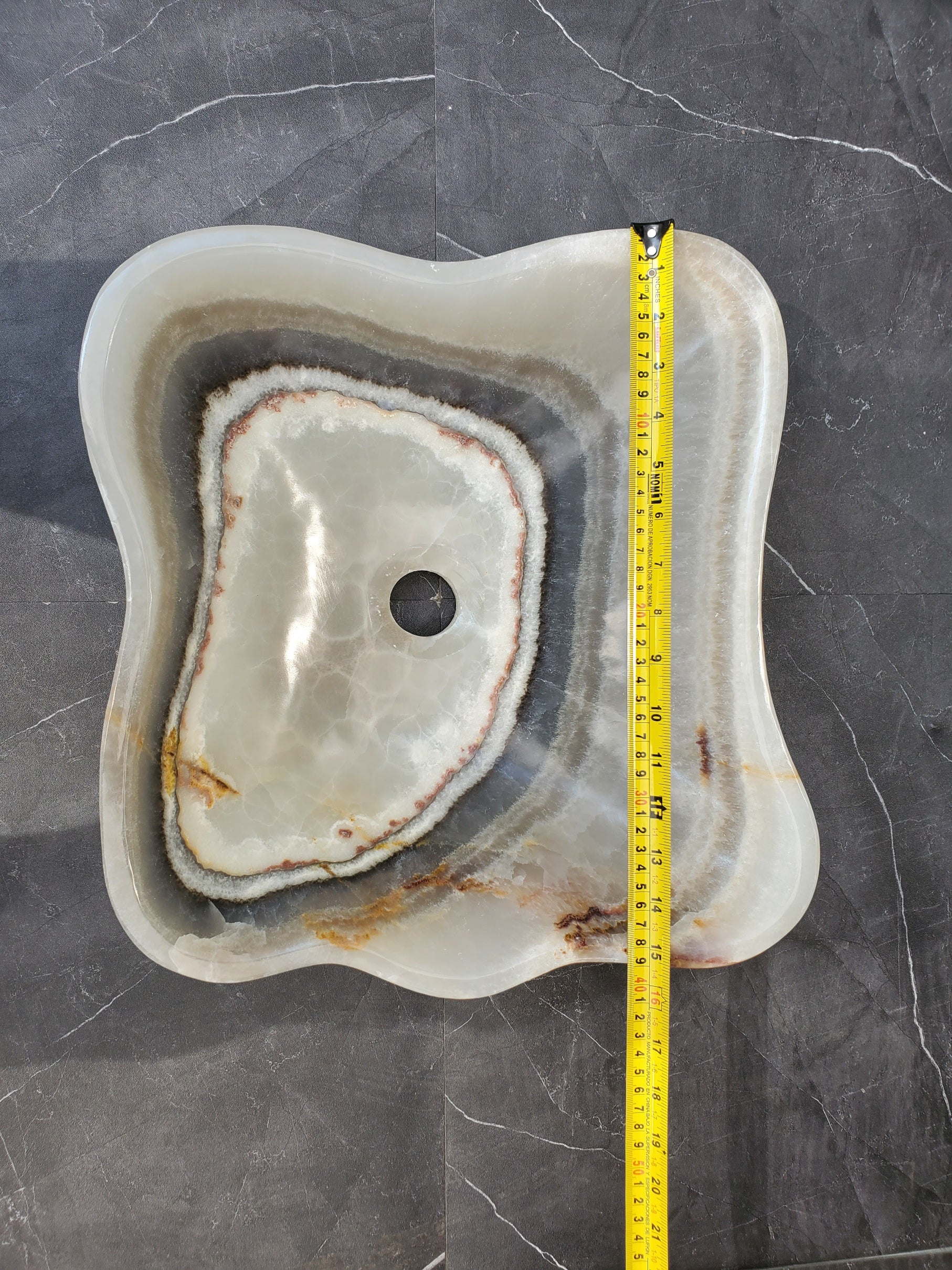 S34_16 Onyx Stone Vessel Bathroom Sink - 15.3 x 14 inch